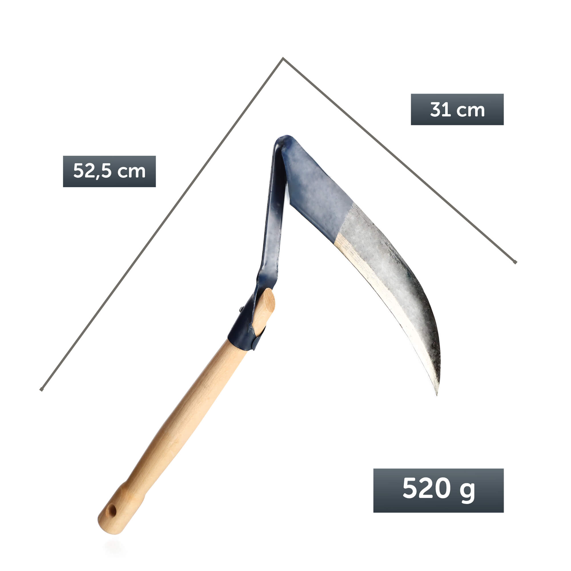 Kosa leśna metalowa Leuca 52 x 31 cm, niebieska