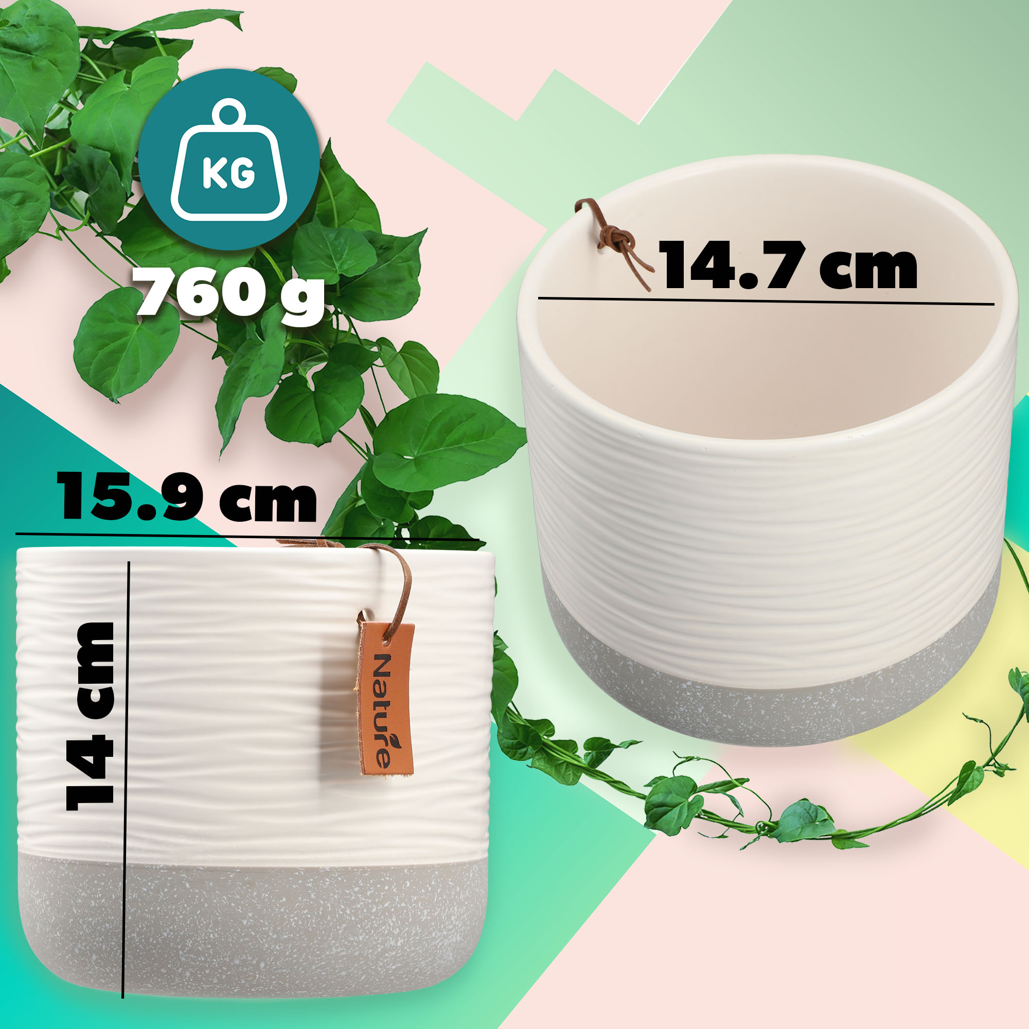 Osłonka ceramiczna Pokka 14 x 15 cm, biała