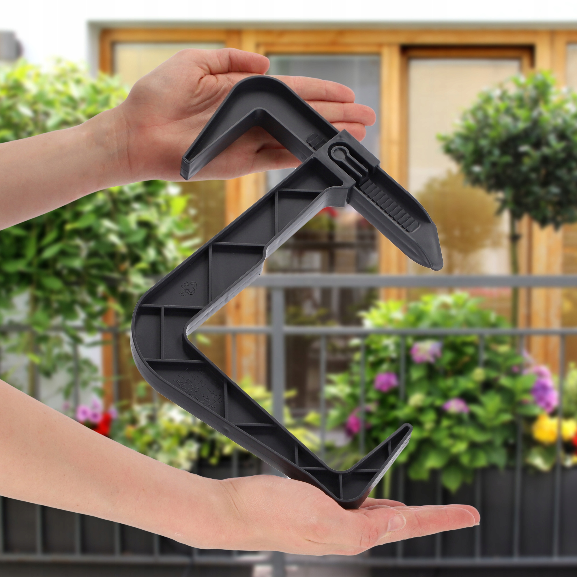 Uchwyt na doniczkę balkonową grafit, 2 szt.