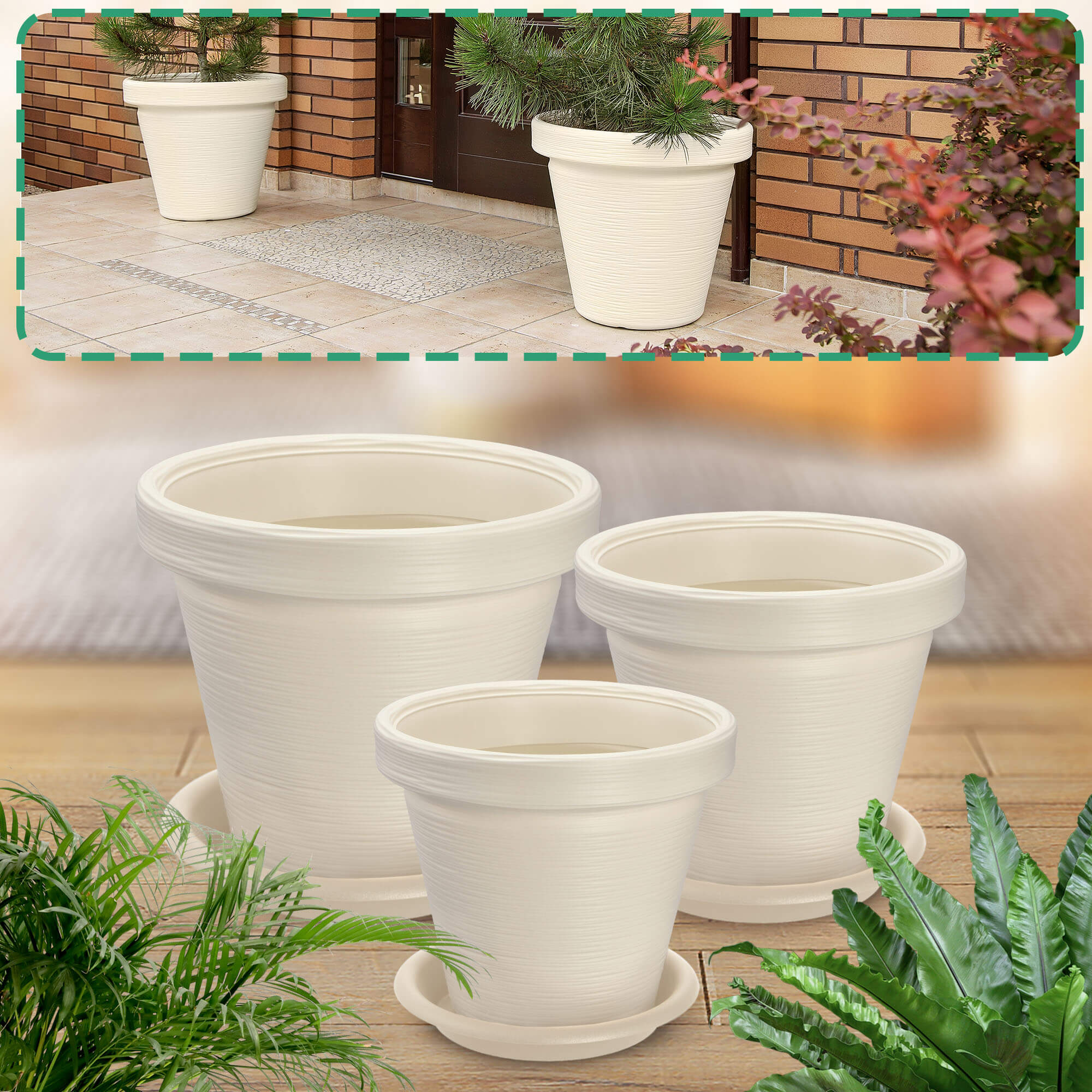 Donica z podstawką Cieza 55 cm, kremowa