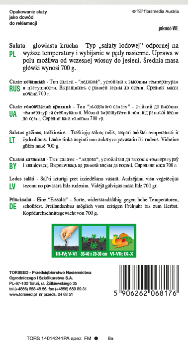 Sałata głow krucha (do upr.w tunelu i w polu) Great Lakes 118 0,5g