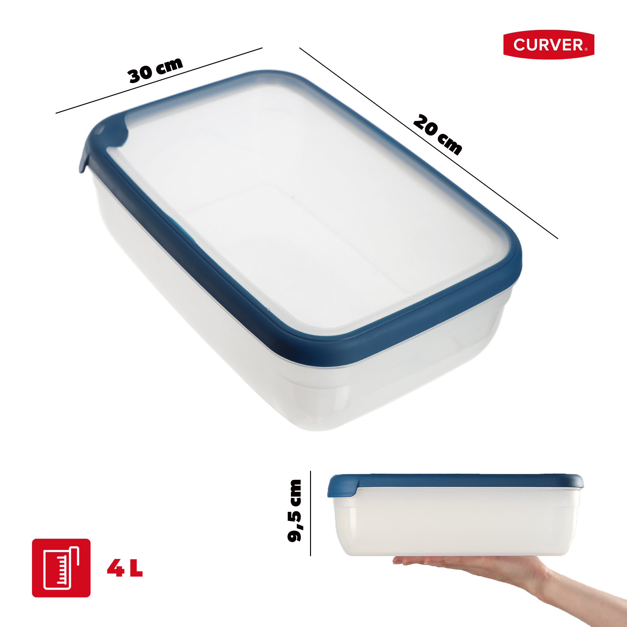 Pojemnik prostokątny 4L Curver Grand Chef Eco Line, niebieski