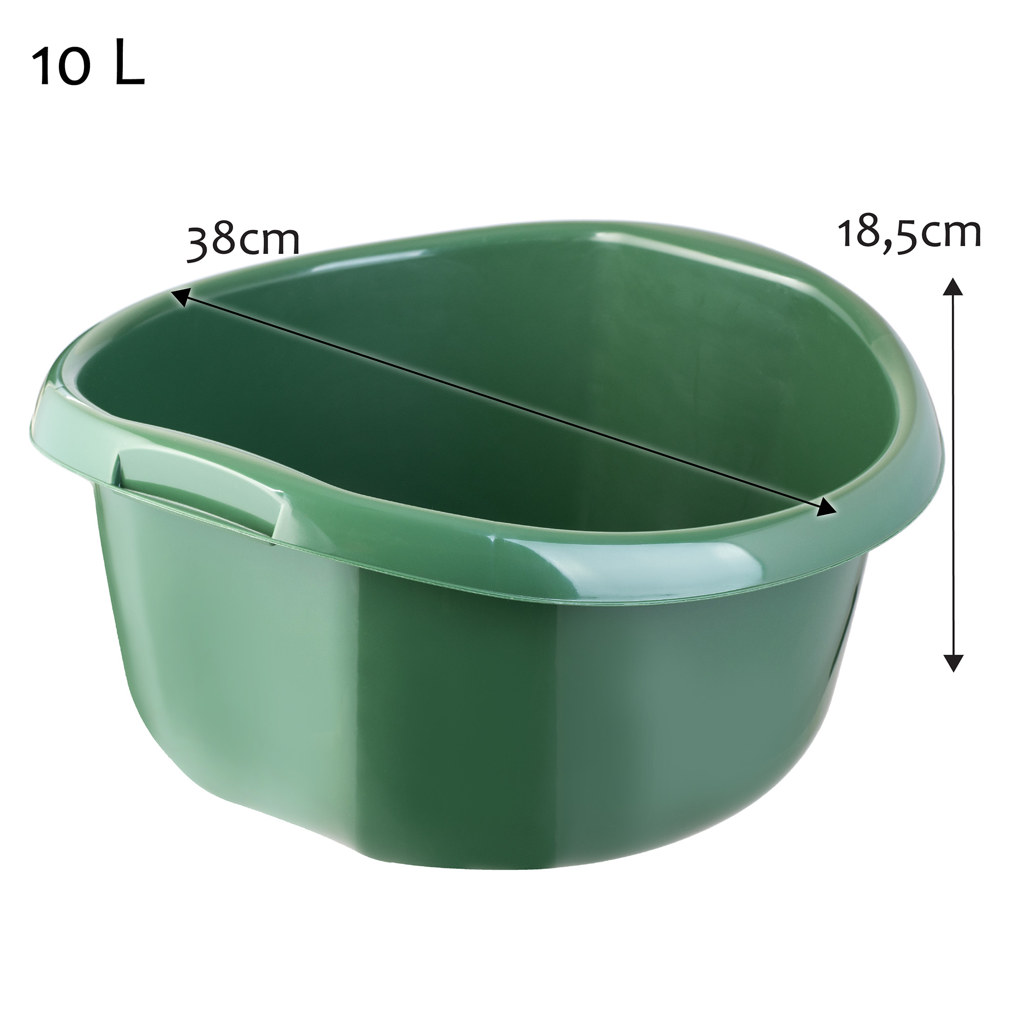 Miednica plastikowa z uchwytami 10L, zielona