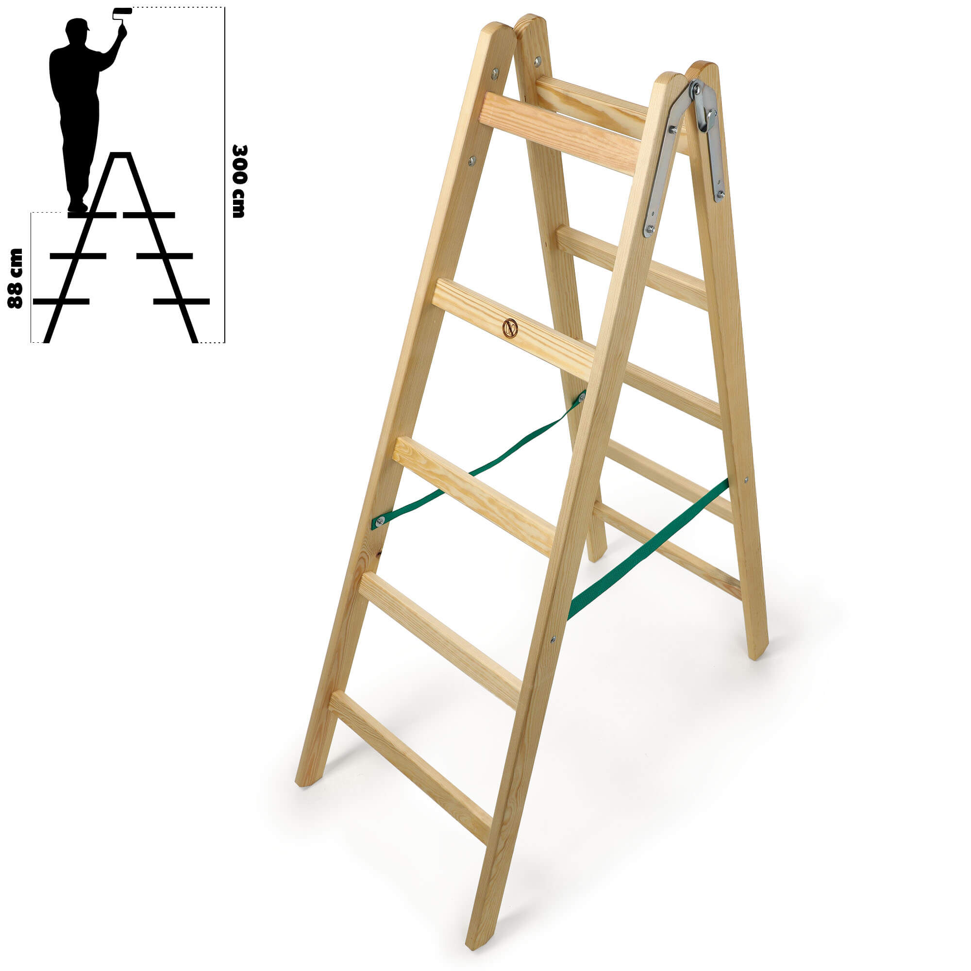 Drabina drewniana Salo, 5 stopni, 150 kg