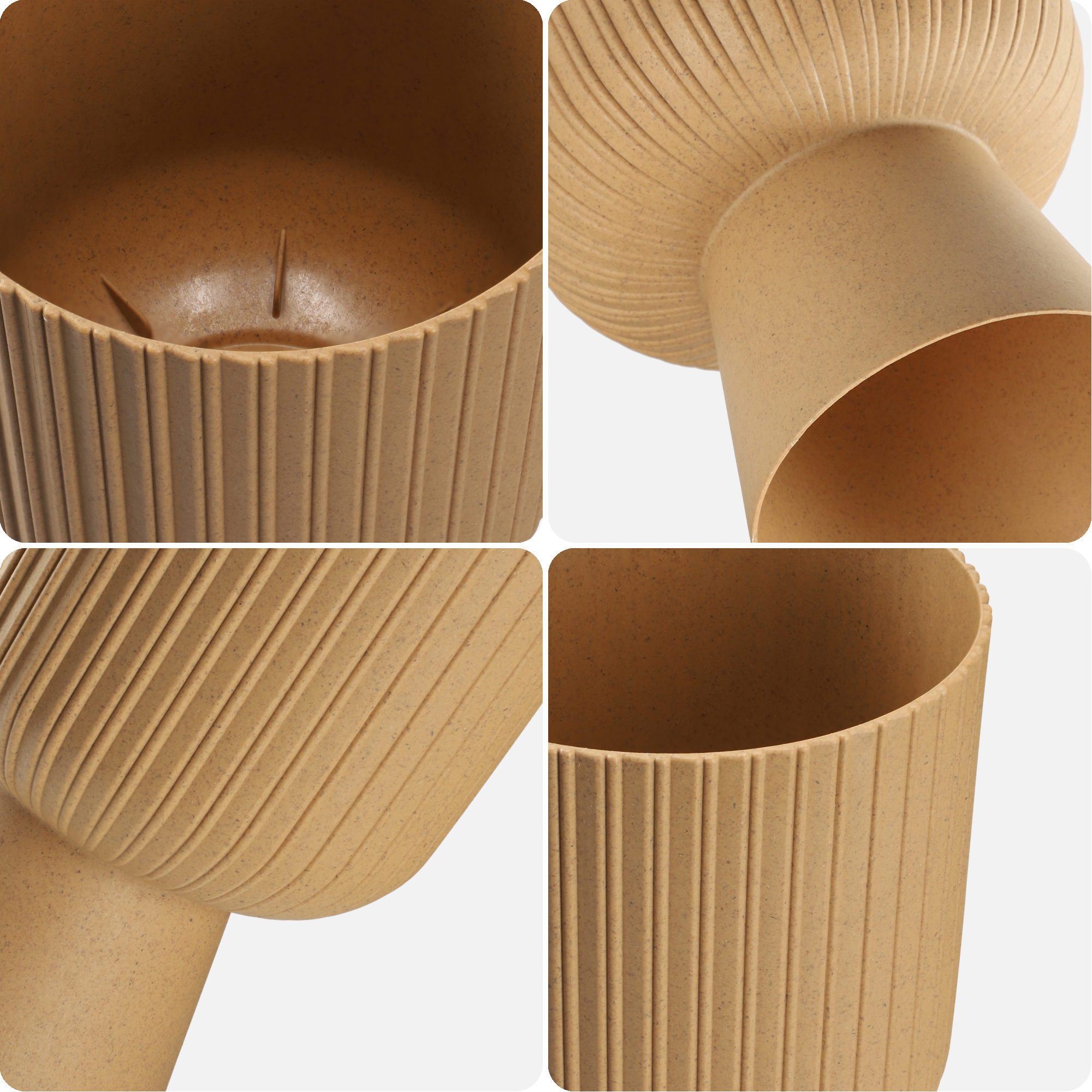 Doniczka na nóżce Golem Eco 14 cm, naturalne drewno