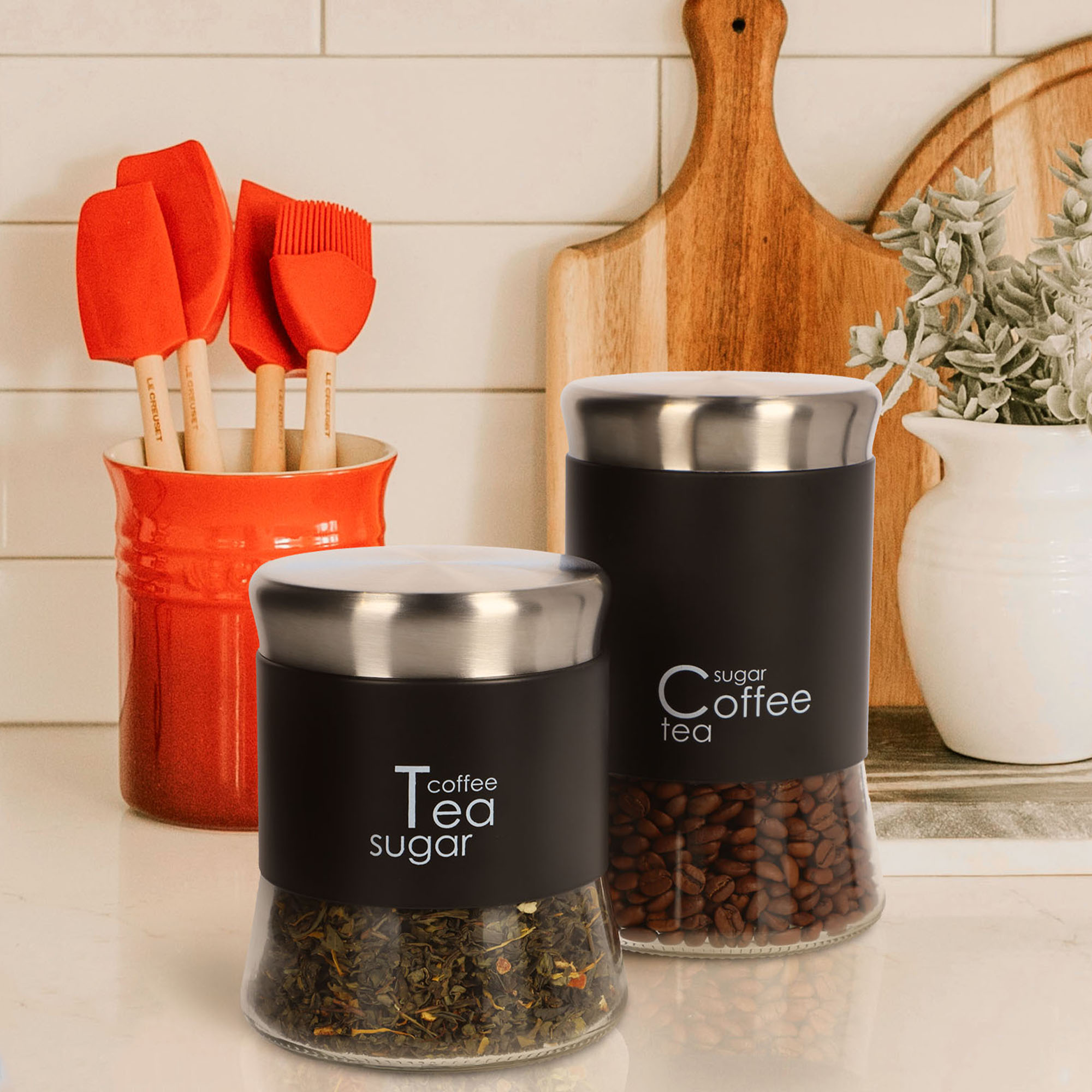 Zestaw pojemników kuchennych 1100 ml + 800 ml, czarne