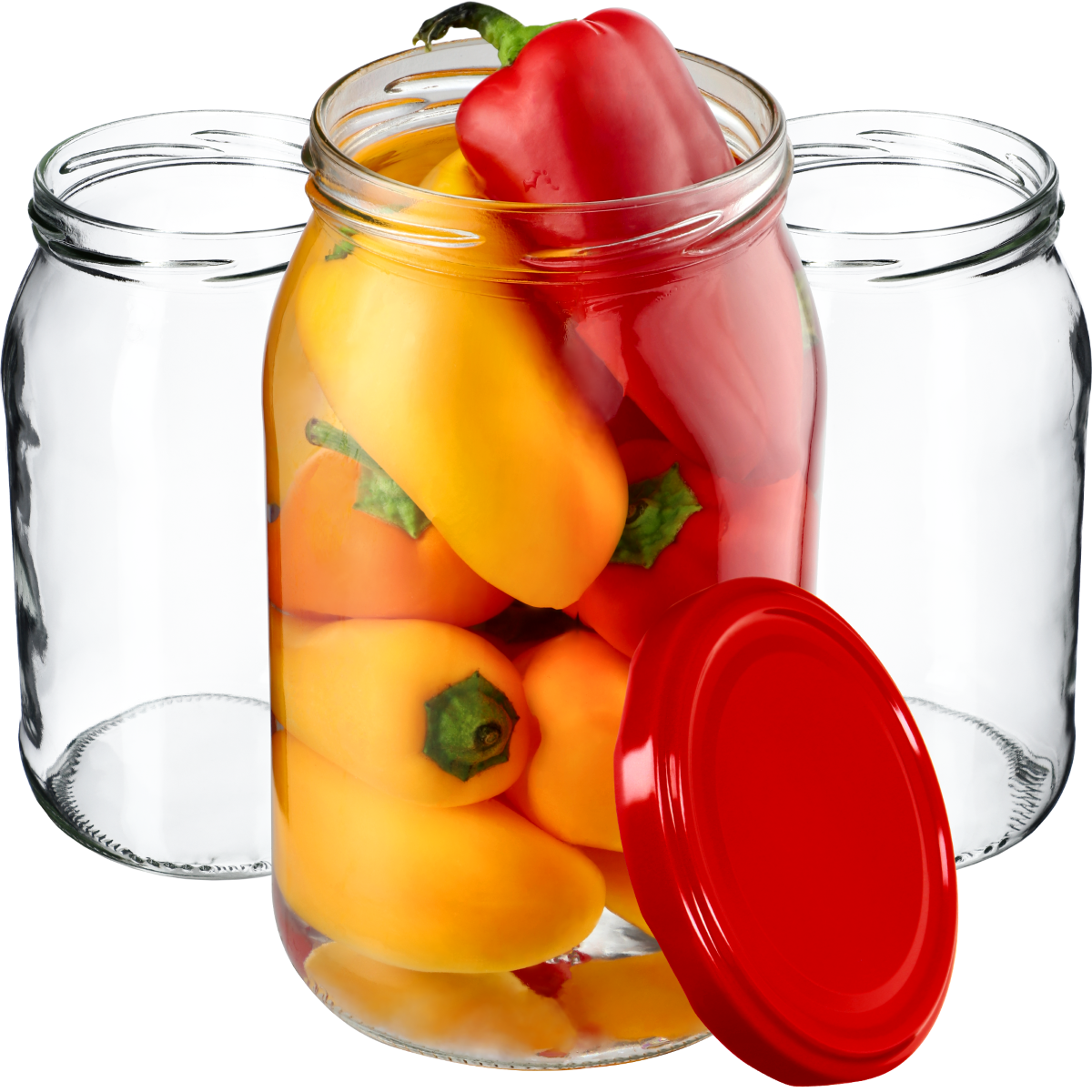 Słoiki na przetwory Simo 900ml 24szt 82mm + wieczka czerwone