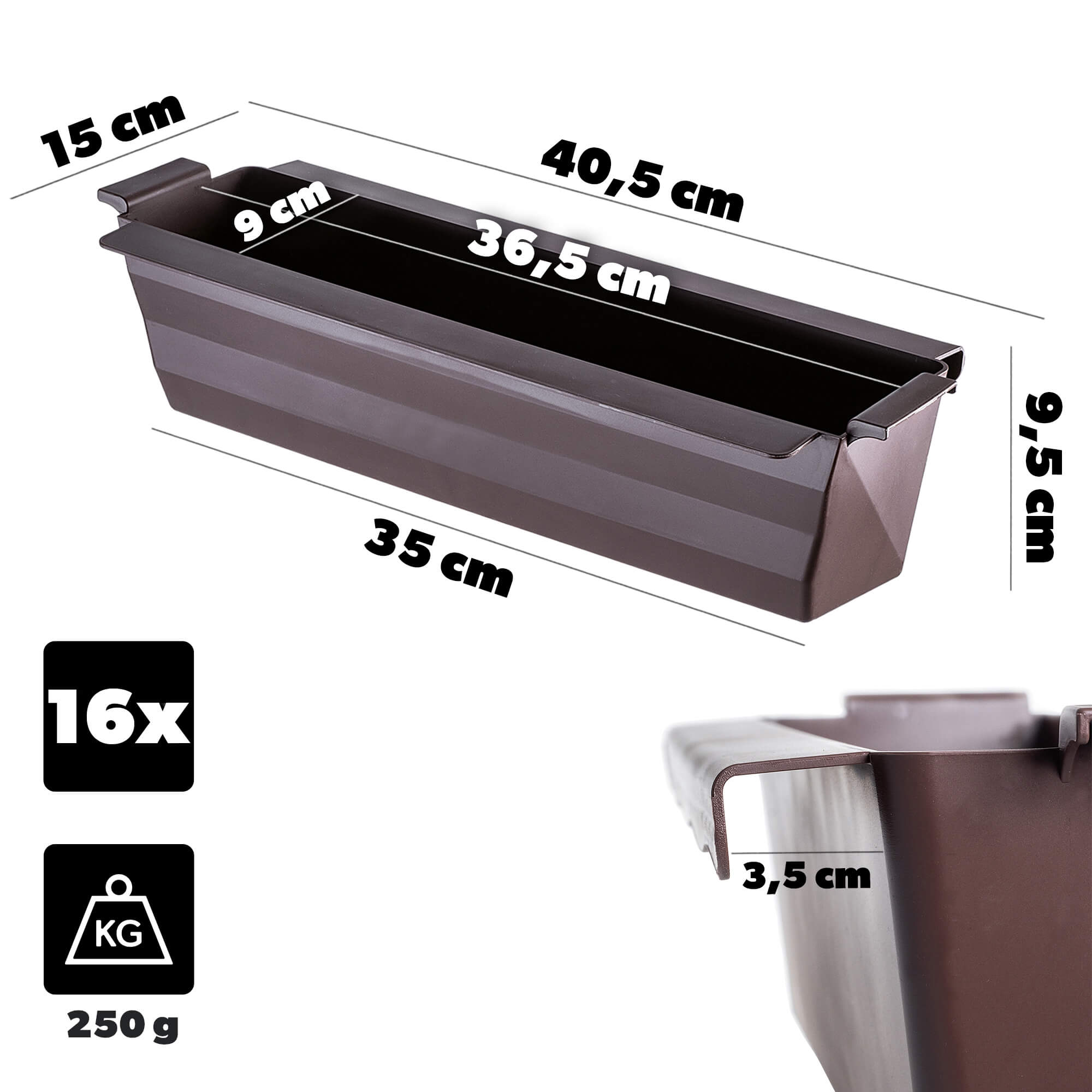 Doniczka do europalet Veere 40.5 cm brązowa 16 szt.
