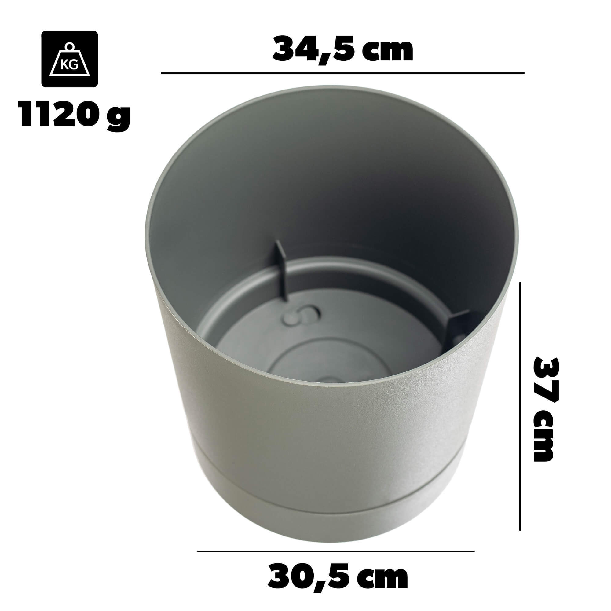 Donica z podstawką Verri 34.5 cm szarozielona