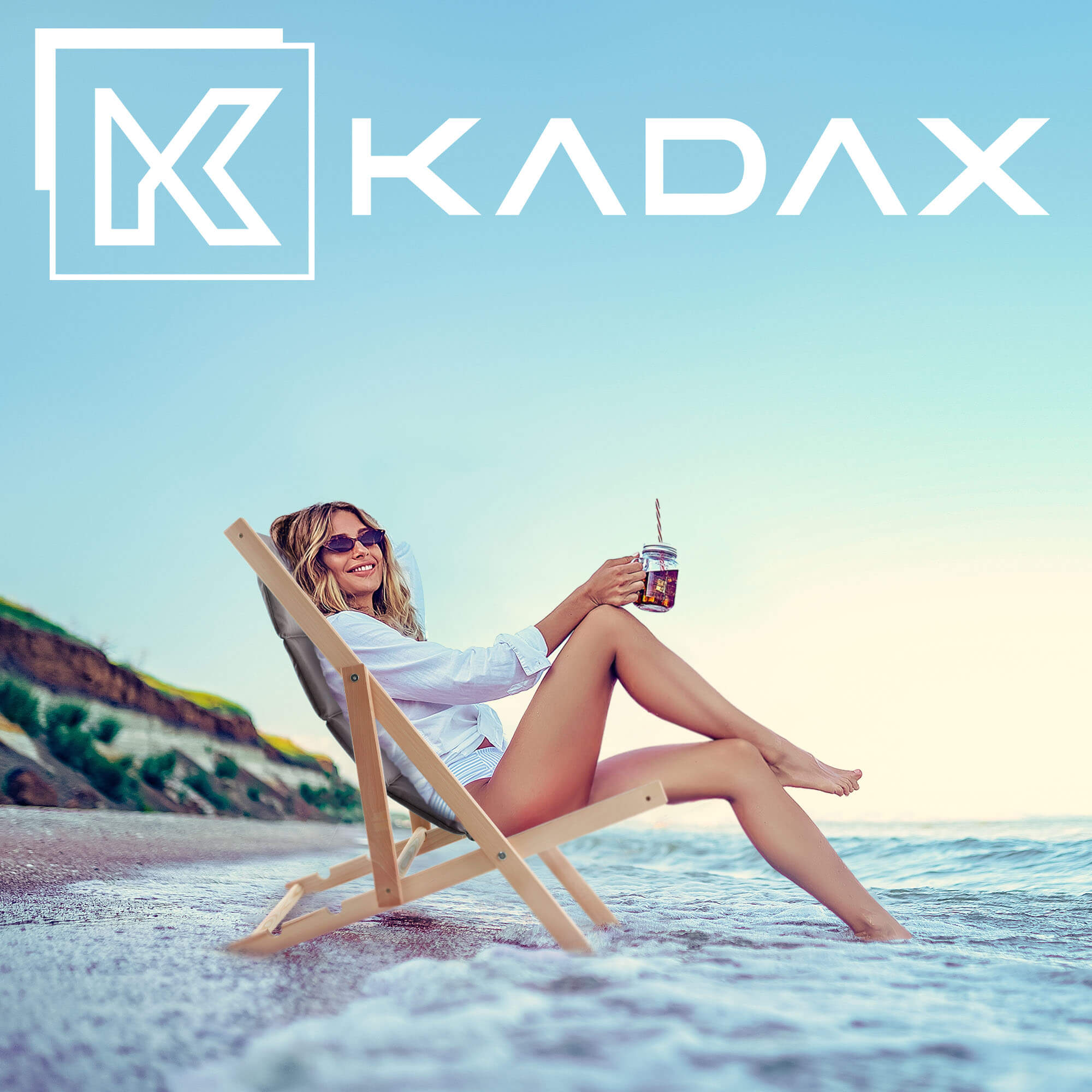 Leżak drewniany Troia, szary