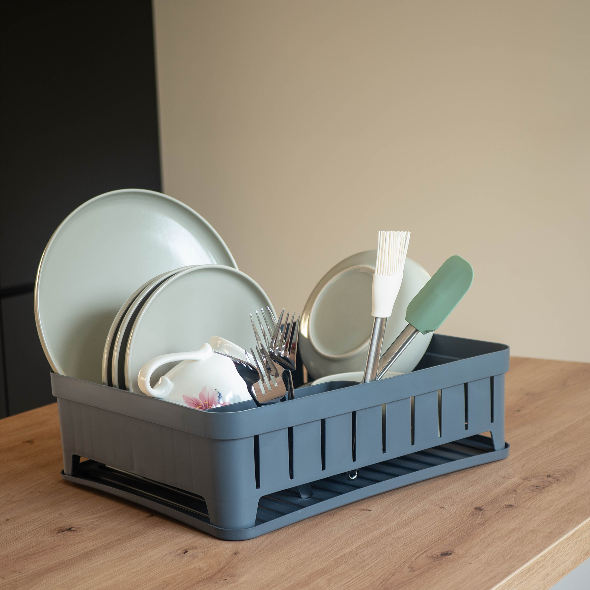 Suszarka do naczyń + mata Teppa ciemny szary