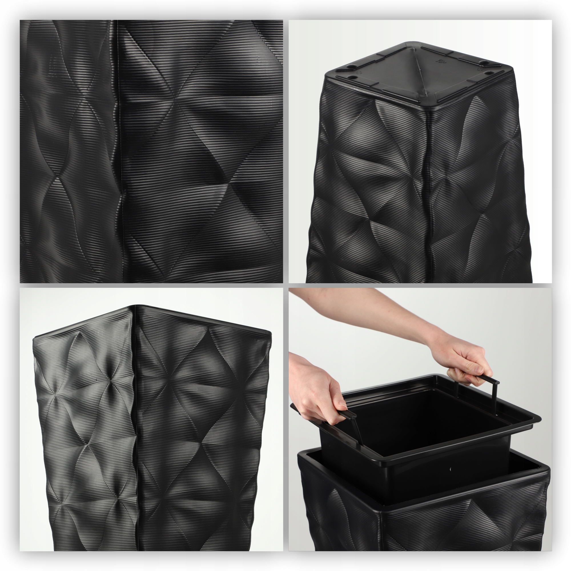 Donica ogrodowa Bando wysoka z wkładem 40 cm, czarna