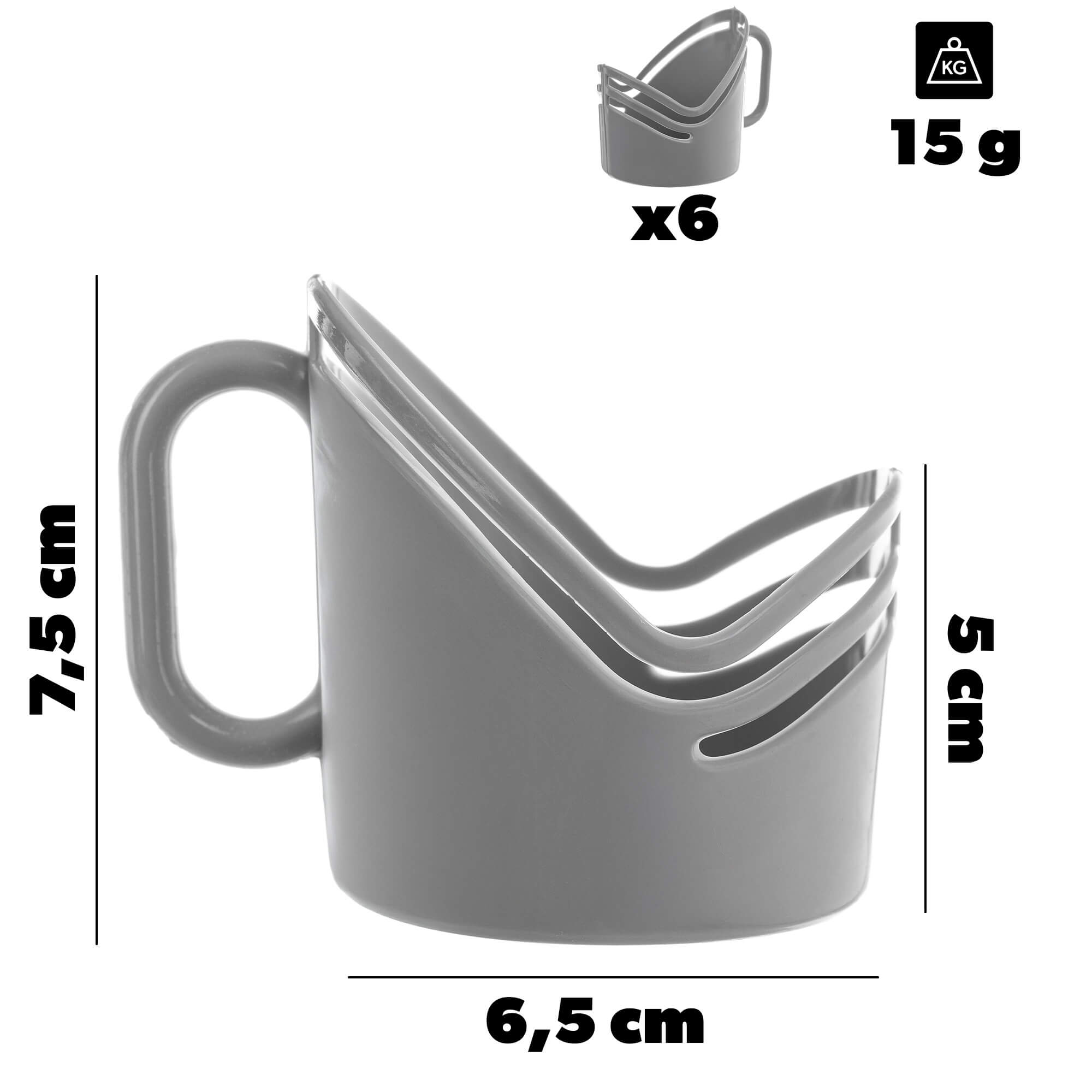 Koszyczki do szklanek Lauro 6.5 cm jasny popiel 6 szt.