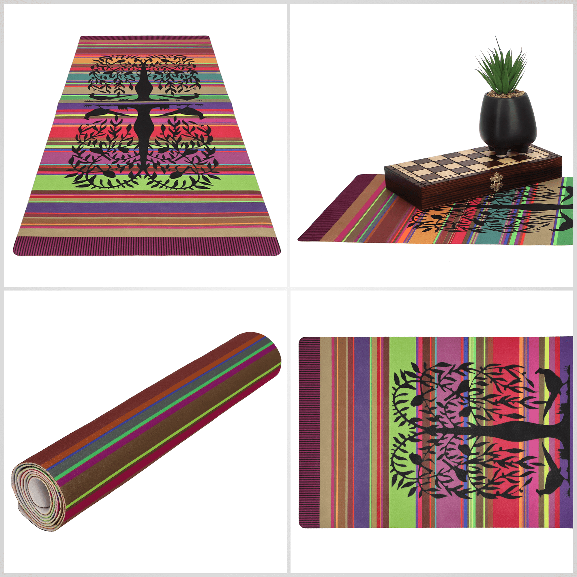 Bieżnik na stół Agello 94 x 32 cm, drzewko na kolorowym tle