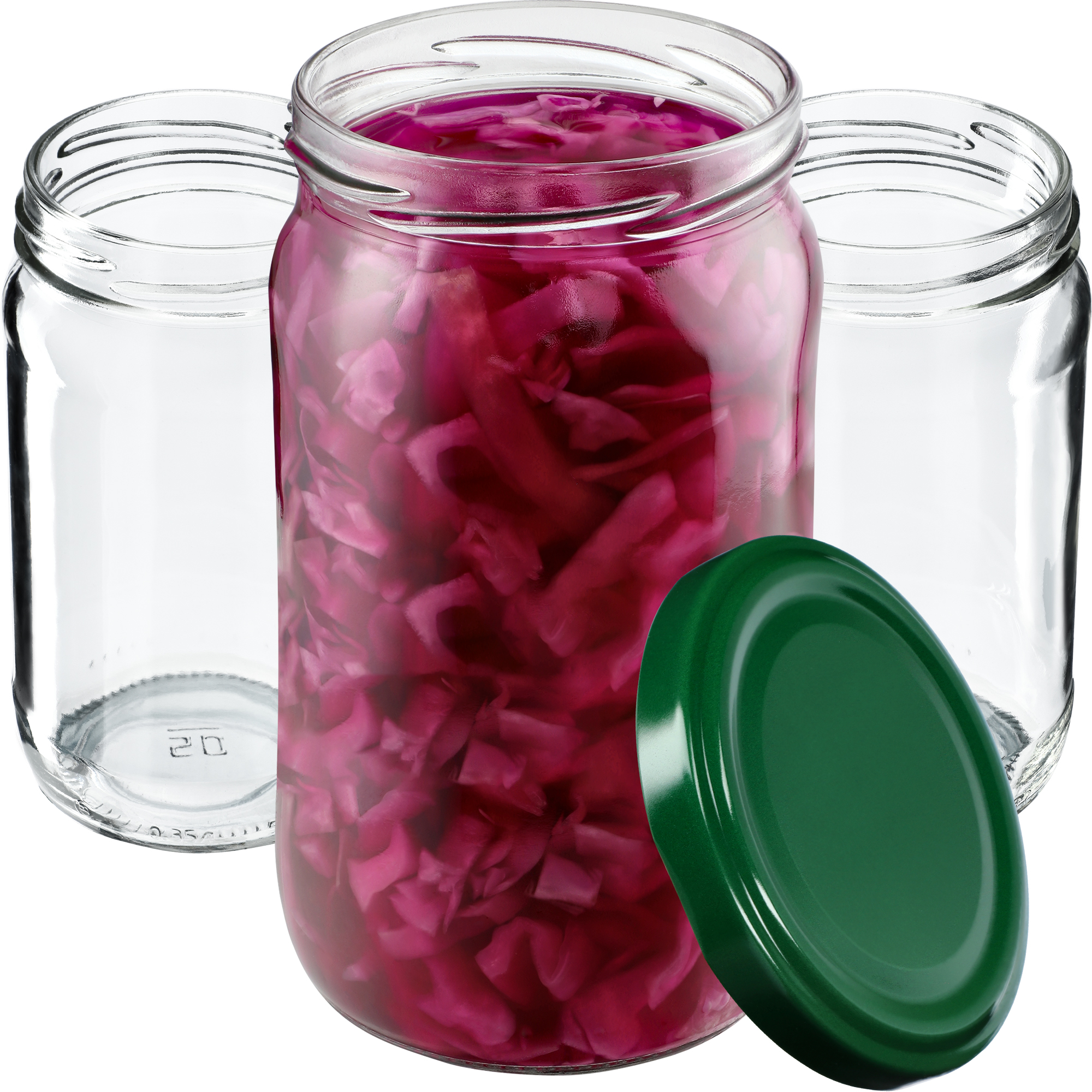 Słoiki na przetwory Gera 350ml 100szt 66mm + zielone wieczka