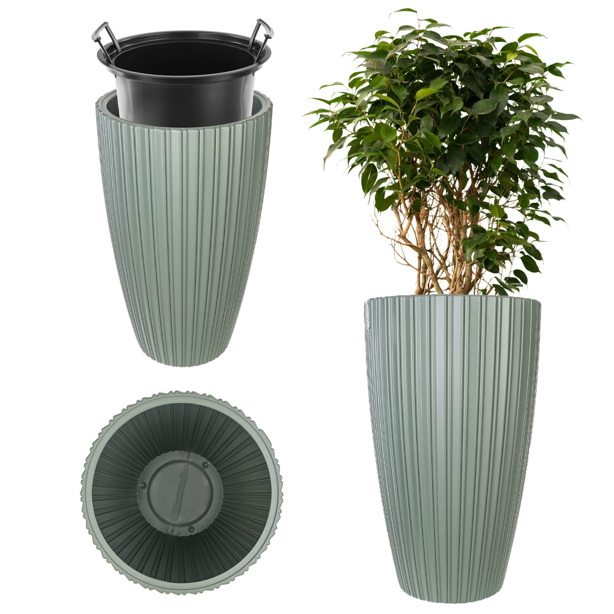 Doniczka z wkładem Lavoye 30cm zielony