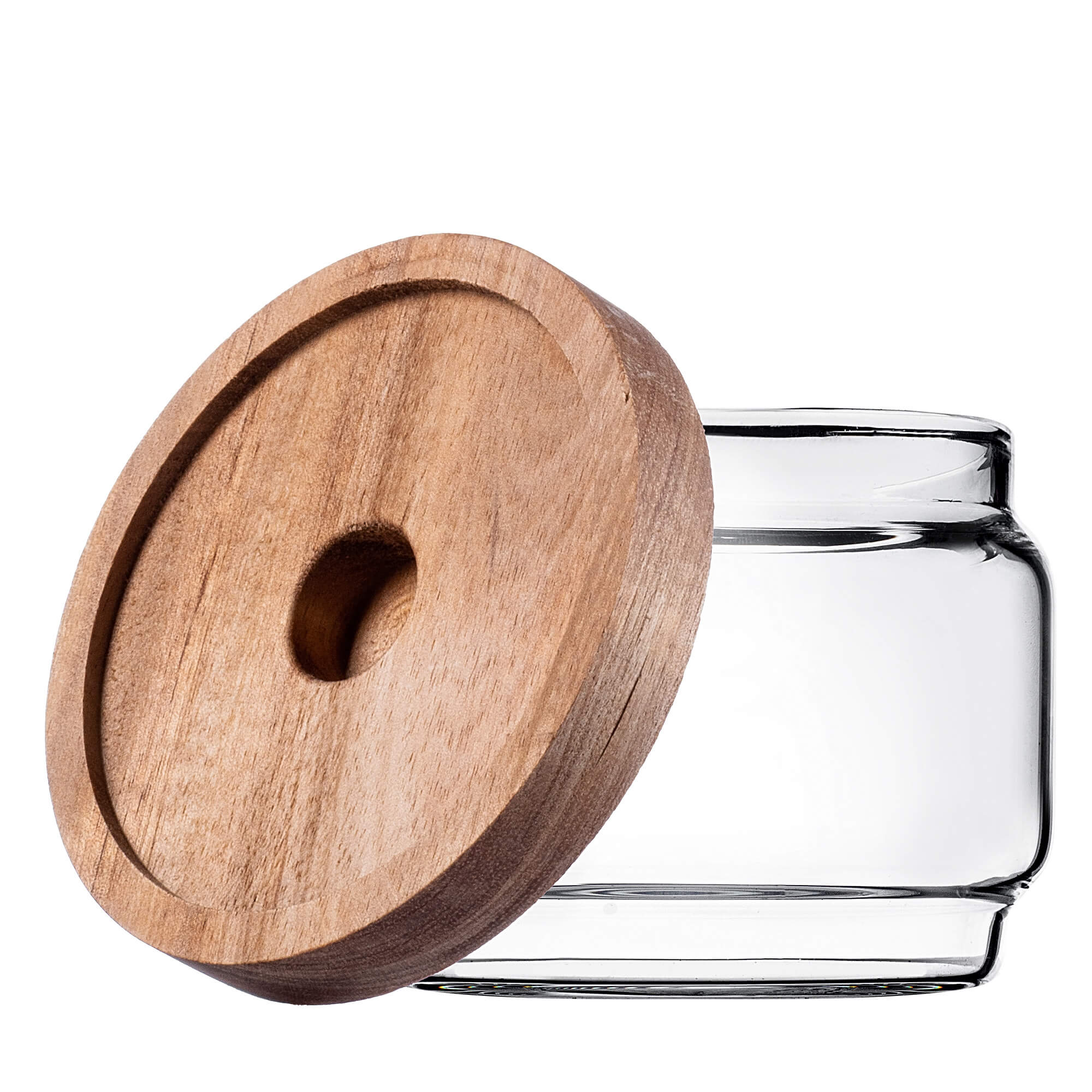 Pojemnik szklany na żywność Rucce z drewnianą pokrywką 250ml