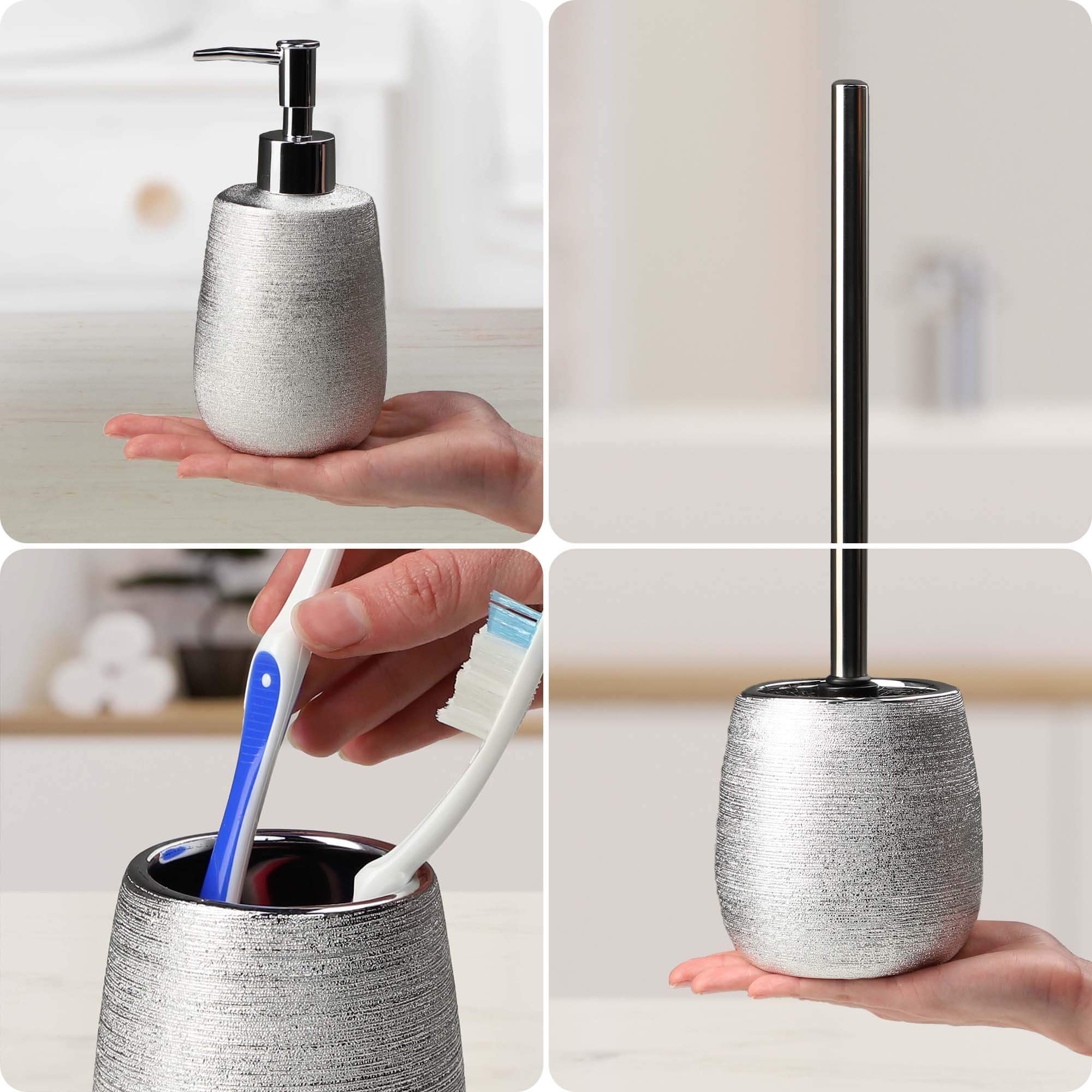 Zestaw łazienkowy Bari dozownik + kubek łazienkowy+ szczotka Wc