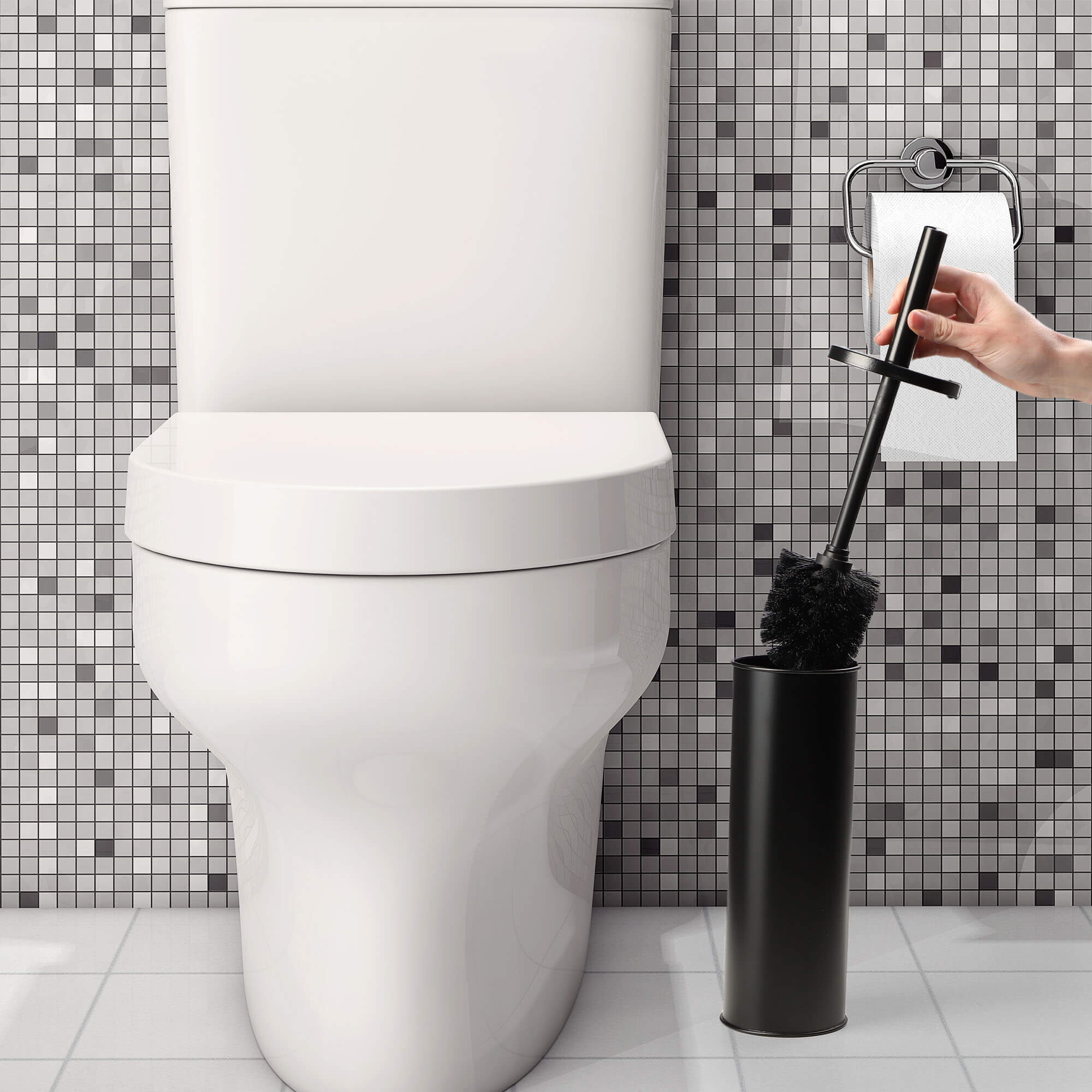 Szczotka WC Adria z pojemnikiem, czarna
