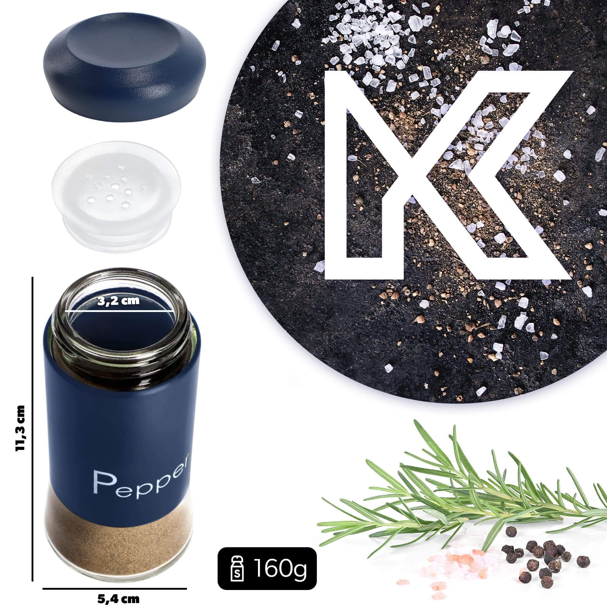 Przyprawnik do pieprzu Alset 150 ml, granatowy