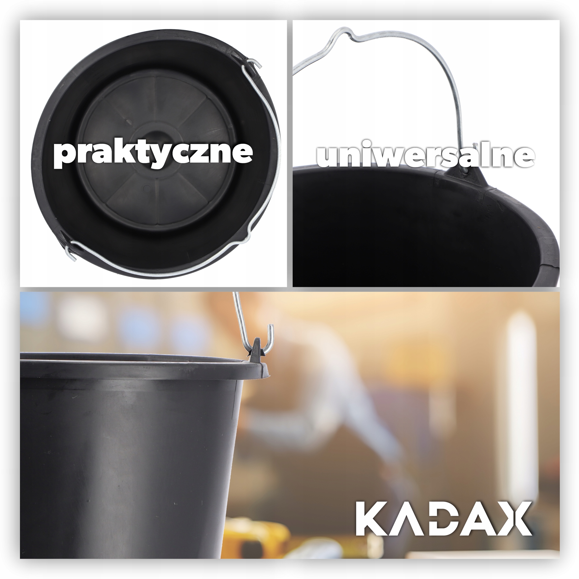 Wiadro budowlane Bado okrągłe z rączką 5L, czarne