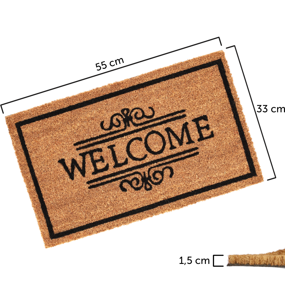 Wycieraczka pod drzwi „Welcome" 55 x 33 cm, brązowa