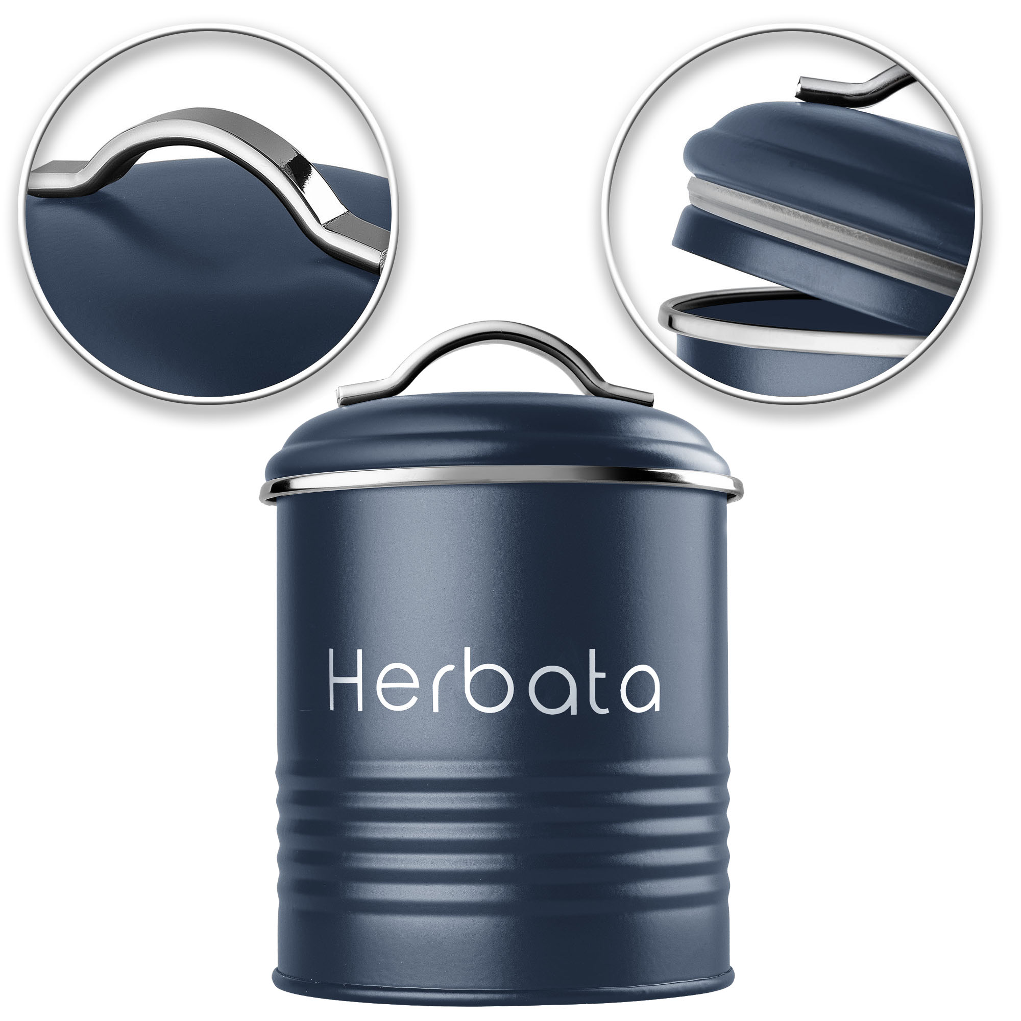 Pojemnik na herbatę metalowy Tosse, granatowy