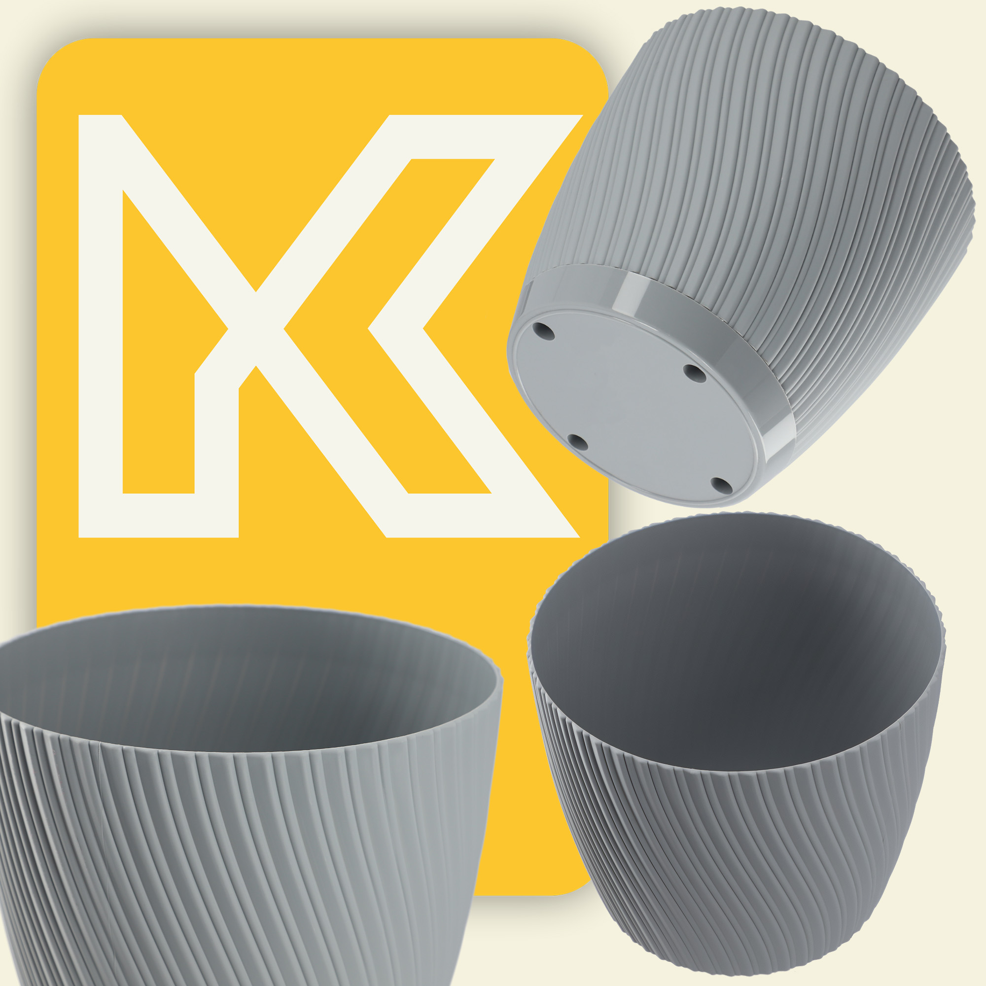 Doniczka z podstawką Tubas 15 cm, platyna