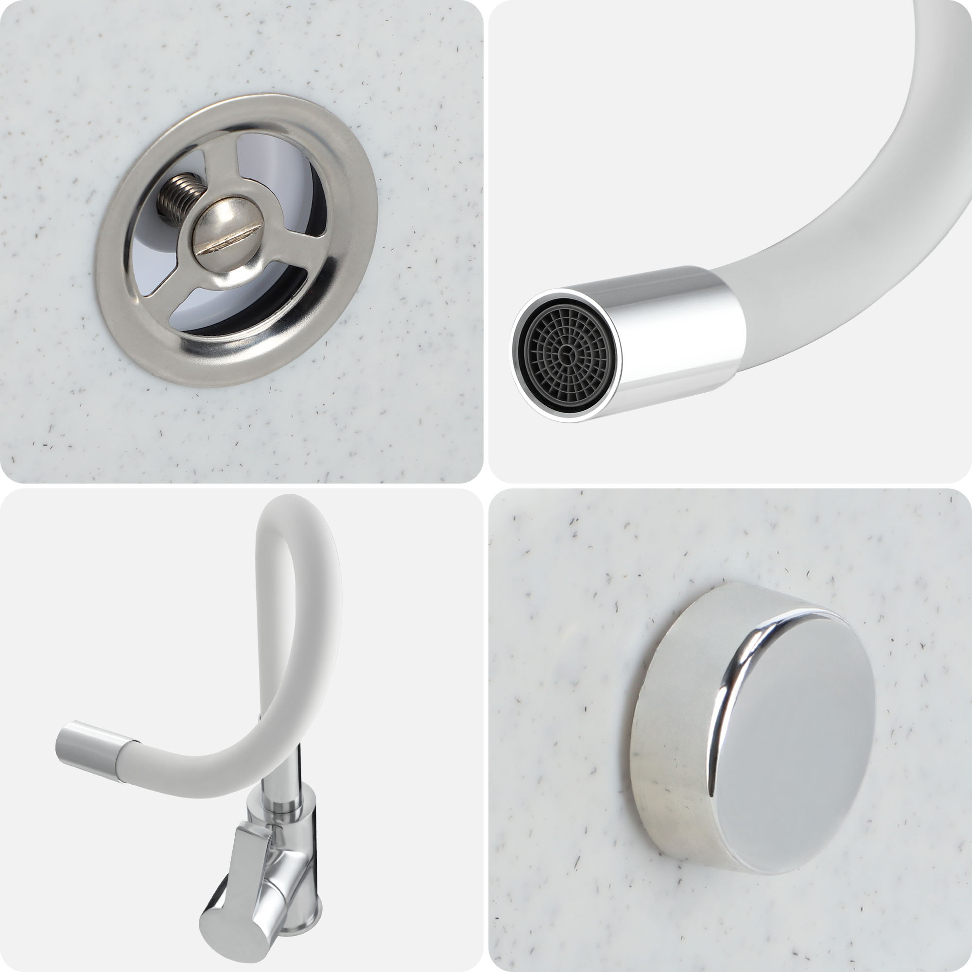 Zlew gospodarzy z baterią elastyczną Gospo XXL, biały