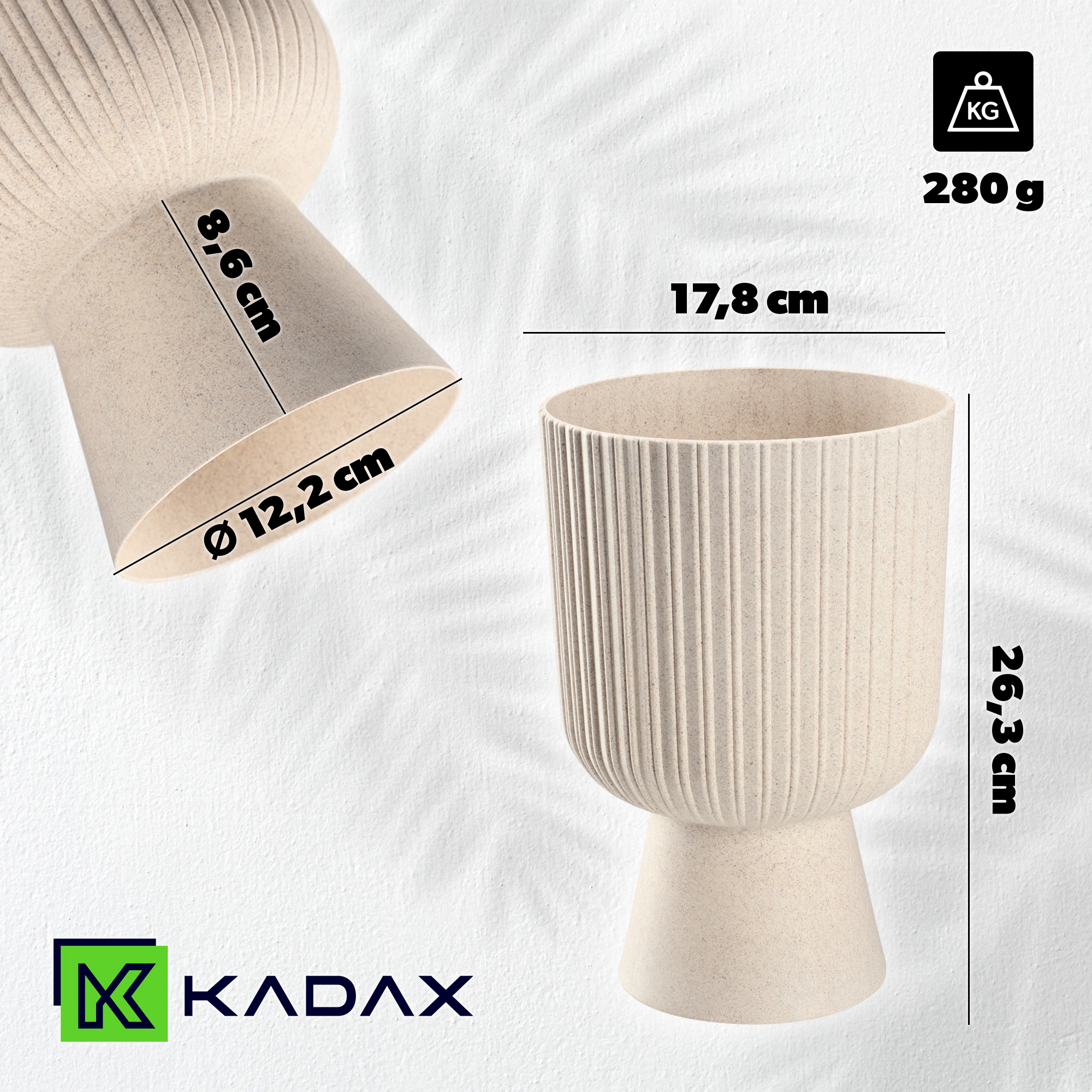 Doniczka na nóżce Golem Eco 18 cm, biała