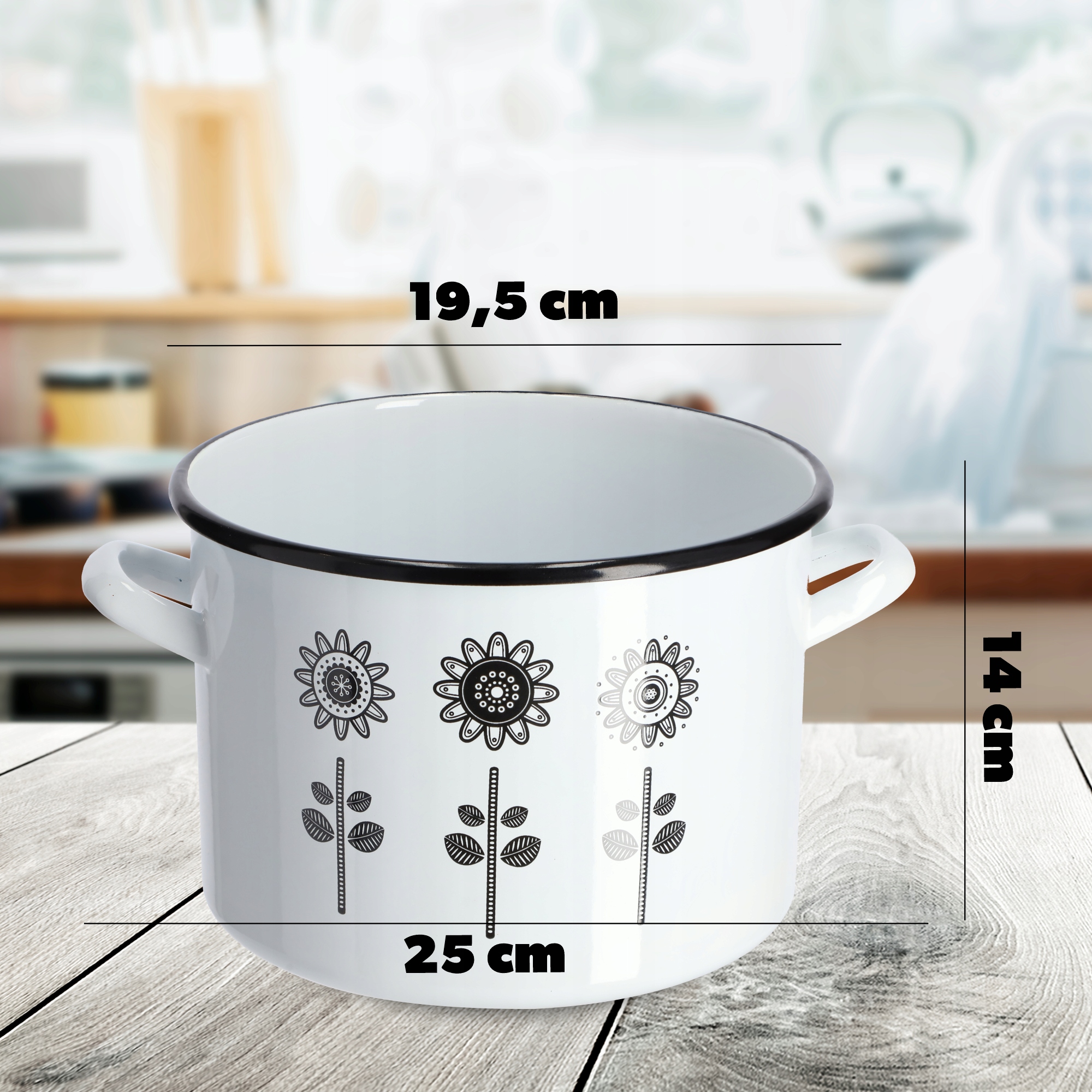 Garnek emaliowany wysoki 3.4L, biały