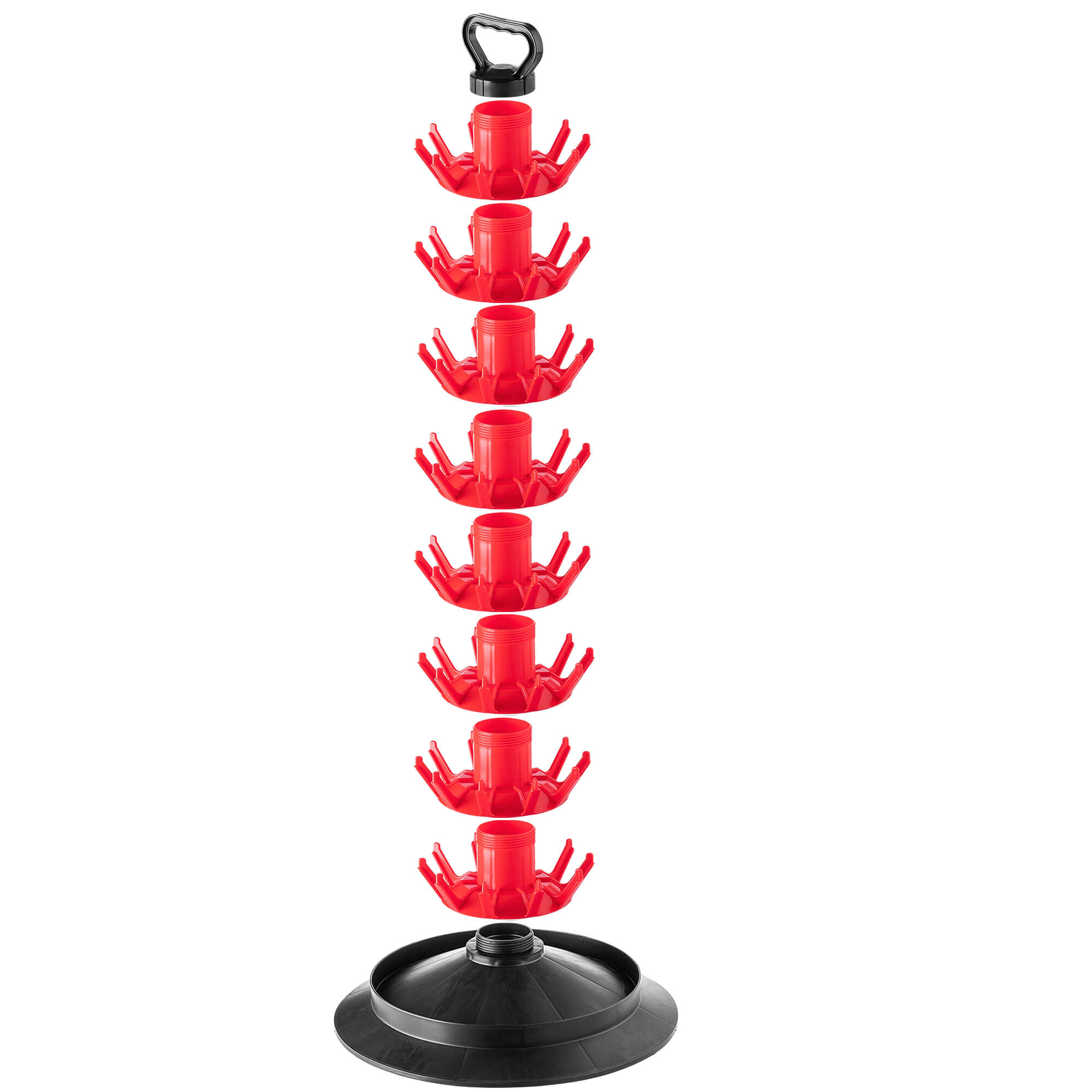 Suszarka ociekacz do butelek Nusco na 80 sztuk z uchwytem czerwony