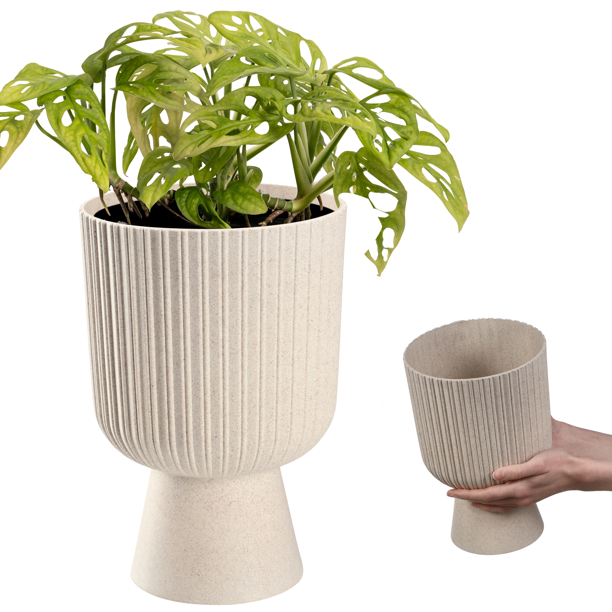 Doniczka na nóżce Golem Eco 18 cm, biała