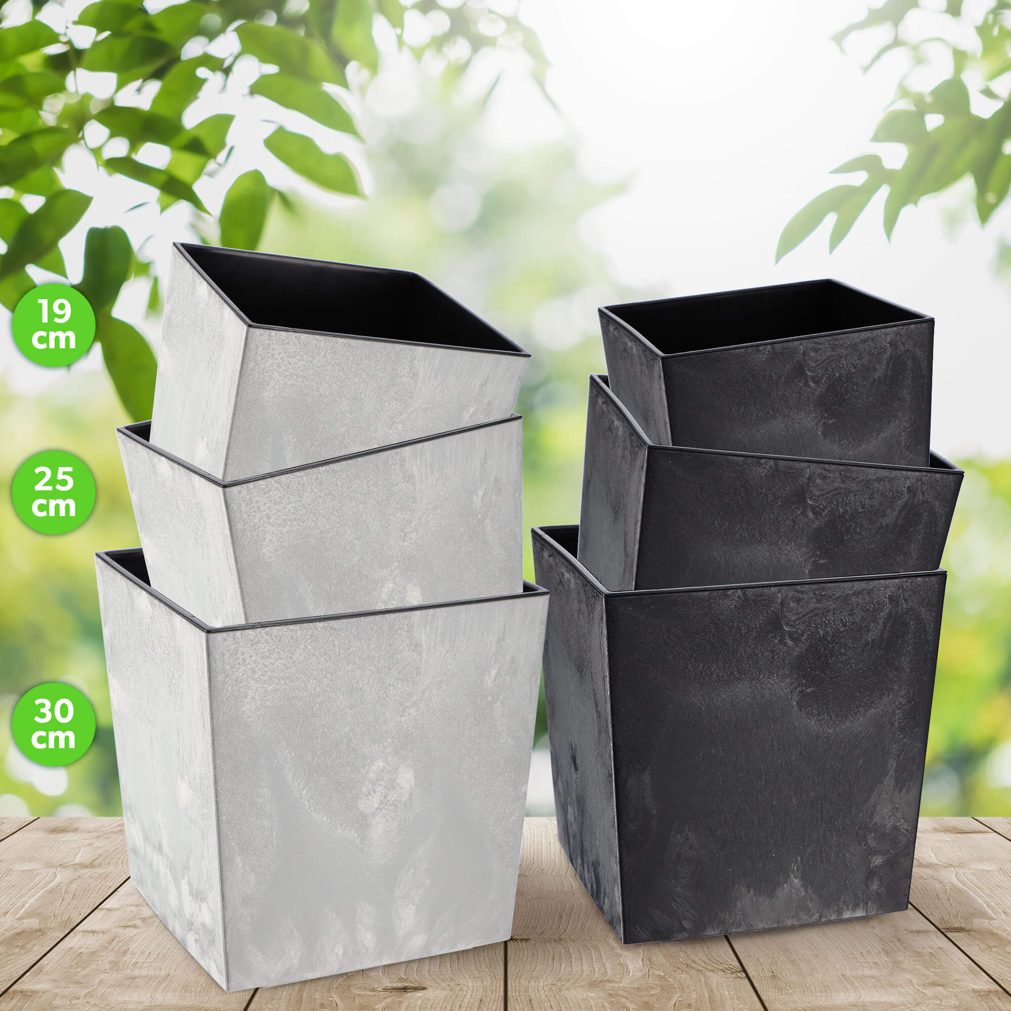Doniczka z wkładem Tres 25cm szary beton
