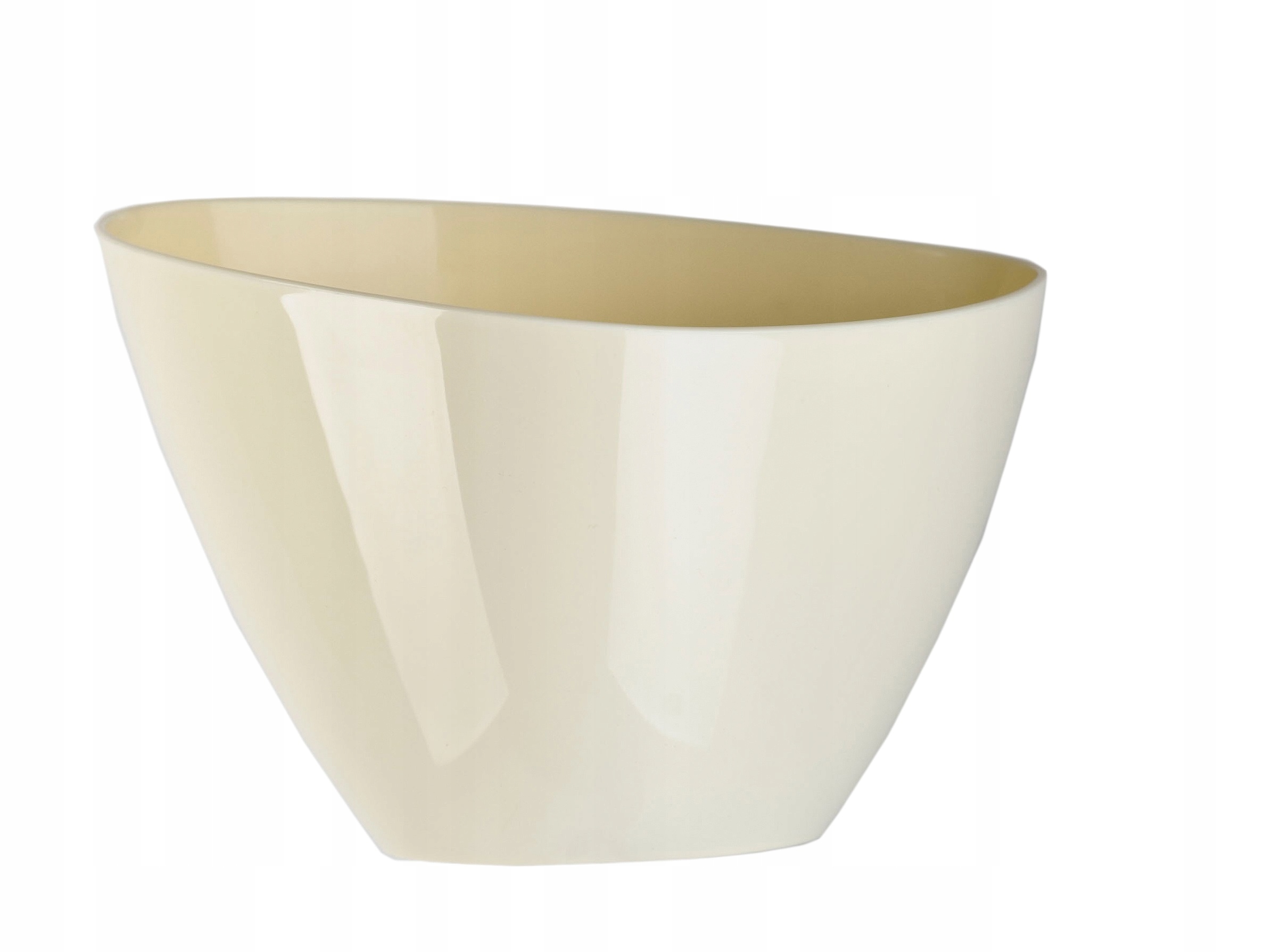 Doniczka trójkątna z podstawką 14 x 10 cm, kremowa