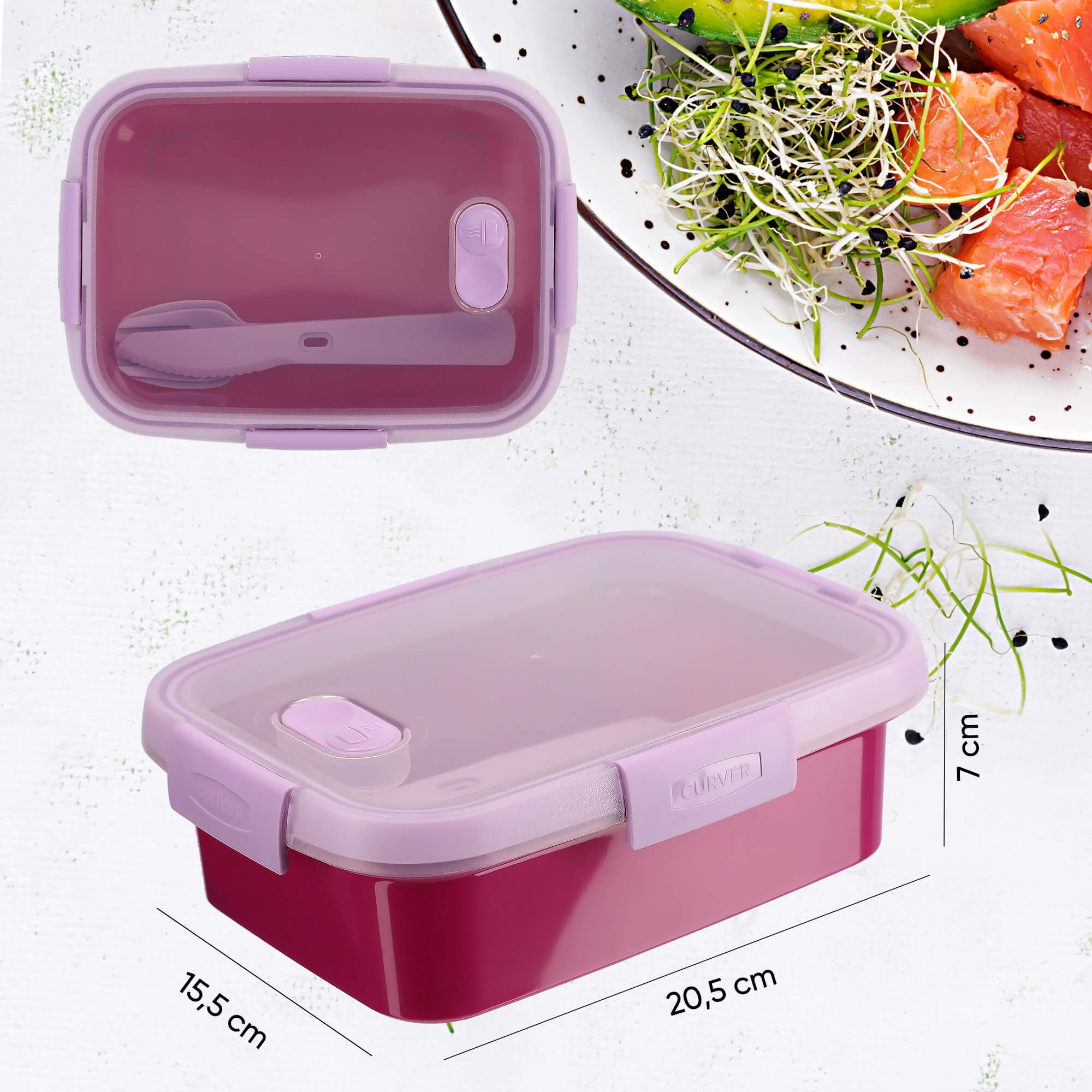 Pojemnik prostokątny 1L Curver To Go Lunch, fioletowy