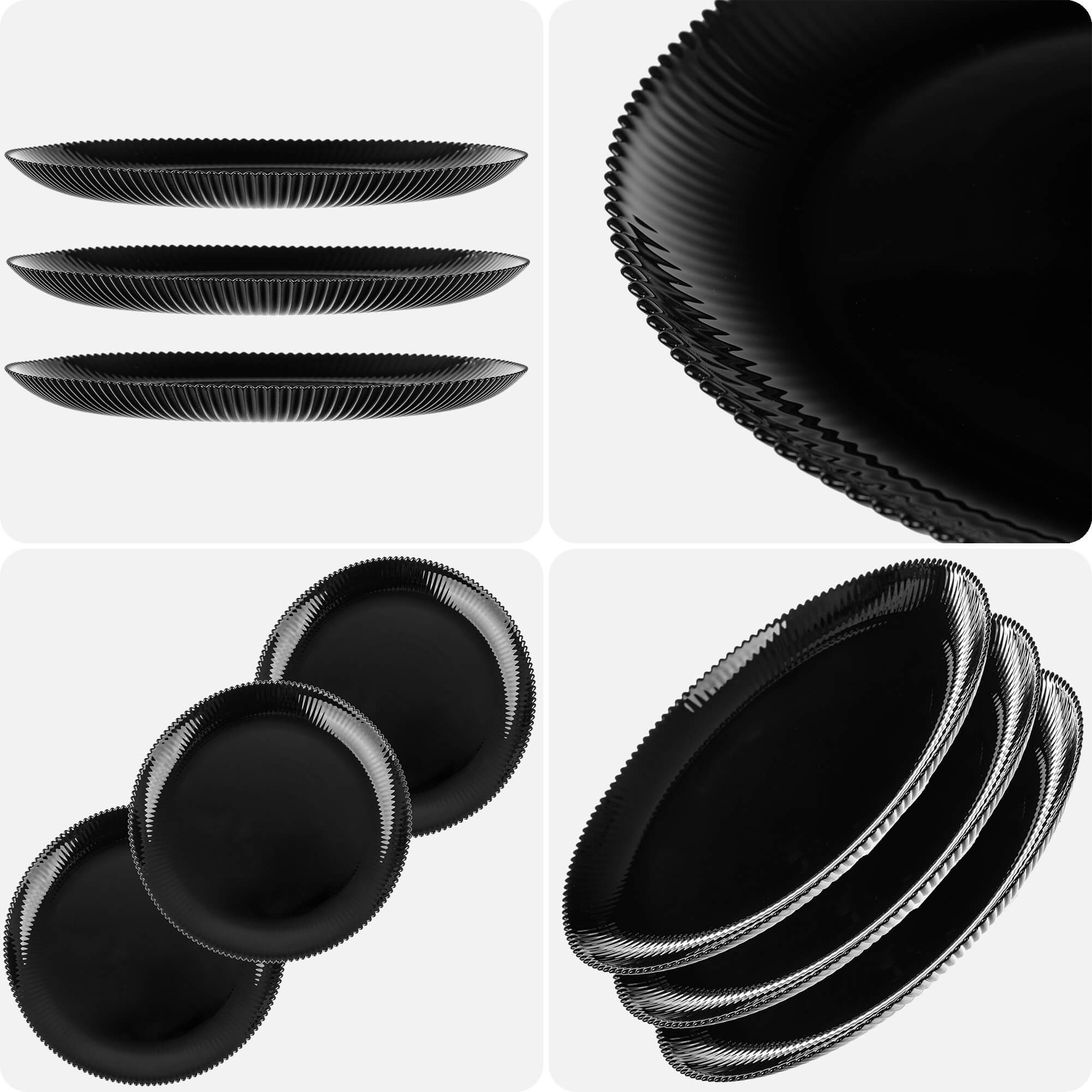 Talerz płytki Regno 26.5 cm czarny 3 szt.