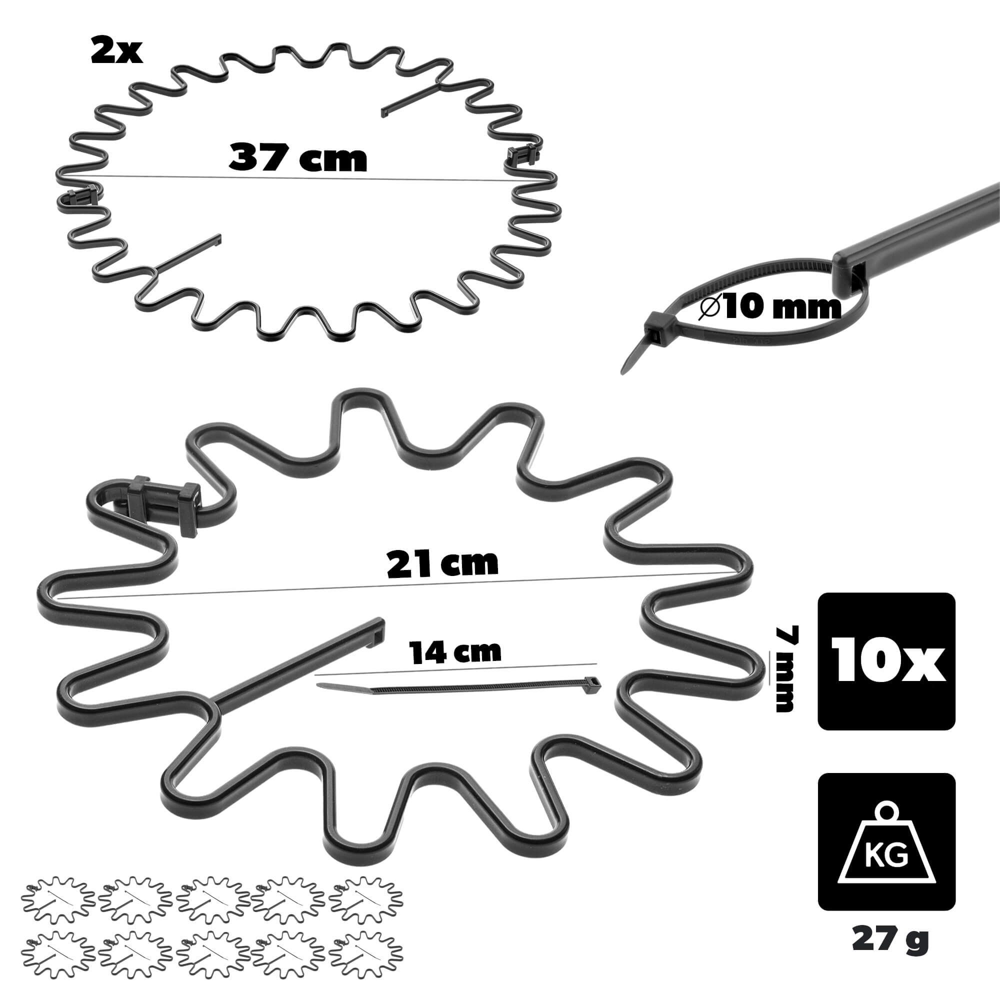 Obejma do roślin Montlaur z opaską zaciskową 21 cm czarna 10 szt.