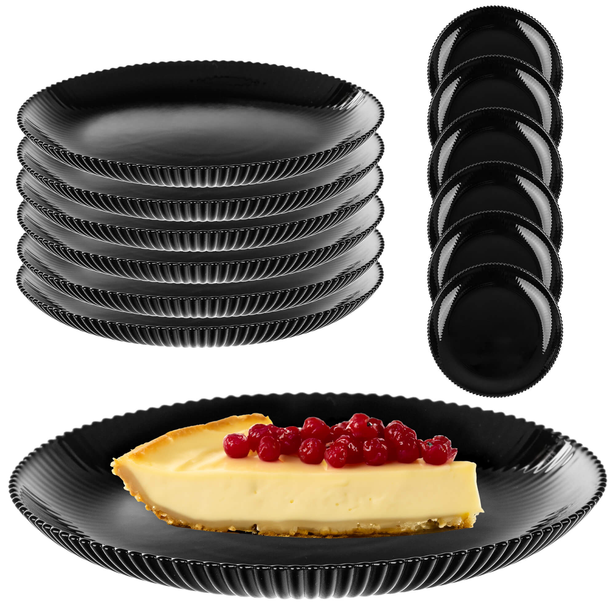 Talerz deserowy Regno 19 cm czarny 6 szt.