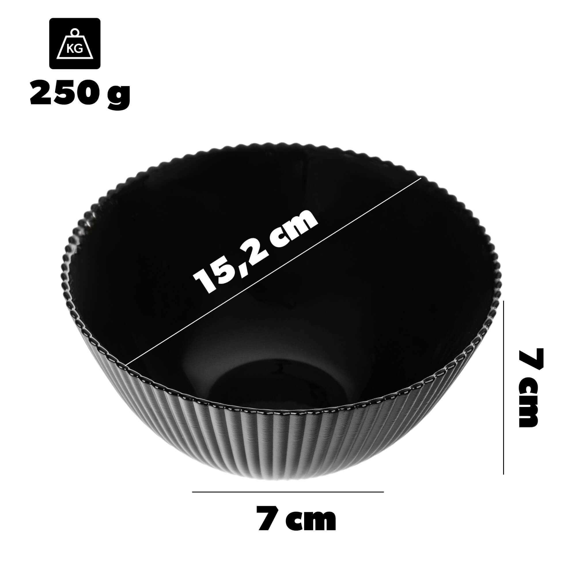 Salaterka szklana Regno 15.2 cm czarna 3 szt.