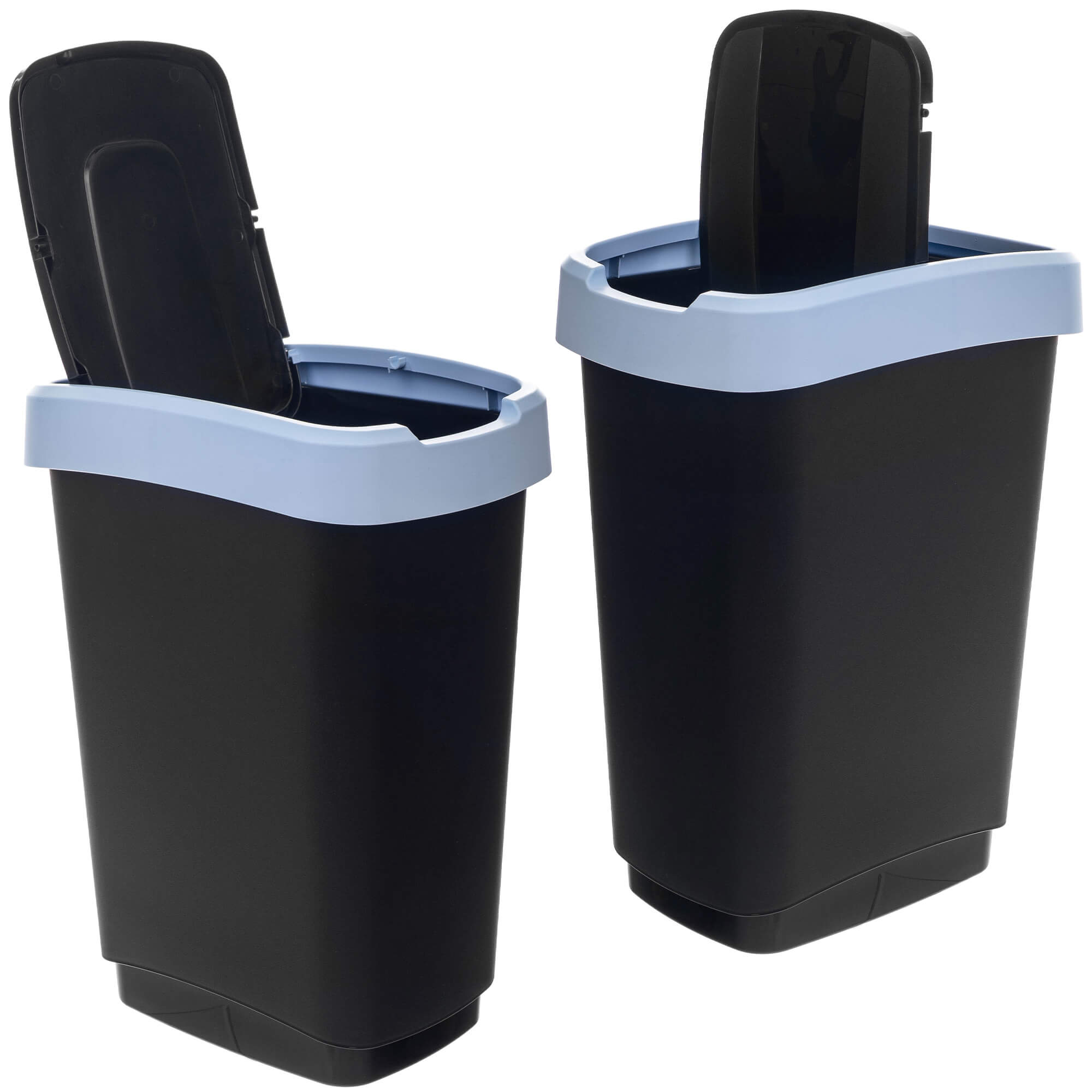 Kosz na śmieci Morin 25L z klapą obrotową czarno-niebieski