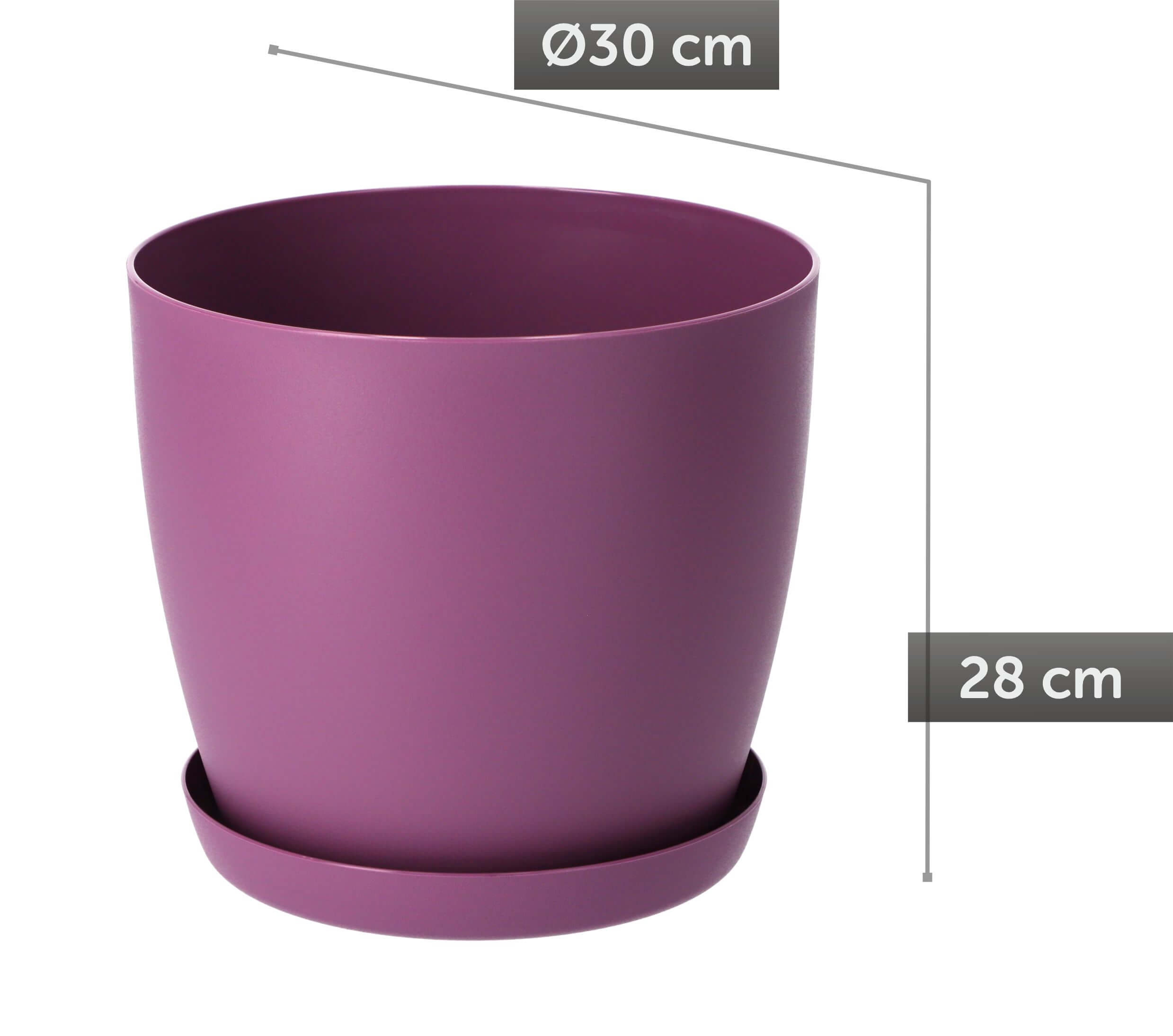Doniczka Agen z podstawką 30 cm, matowa fioletowa