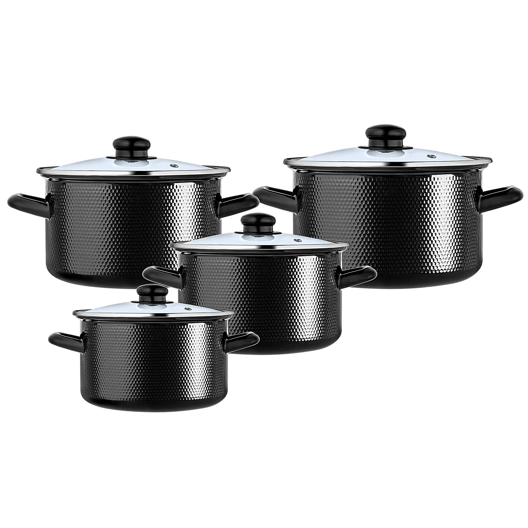 Zestaw garnków emaliowanych Pruno 2L, 3L, 4L, 5L czarne