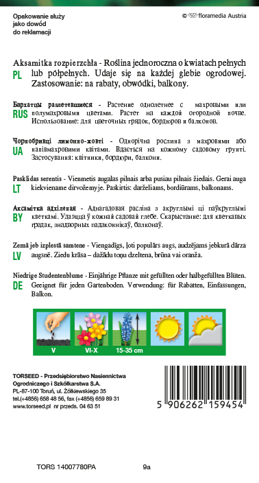Aksamitka rozpierzchła (niska) - Tagetes patula nana fl.pl. mieszanka 1g