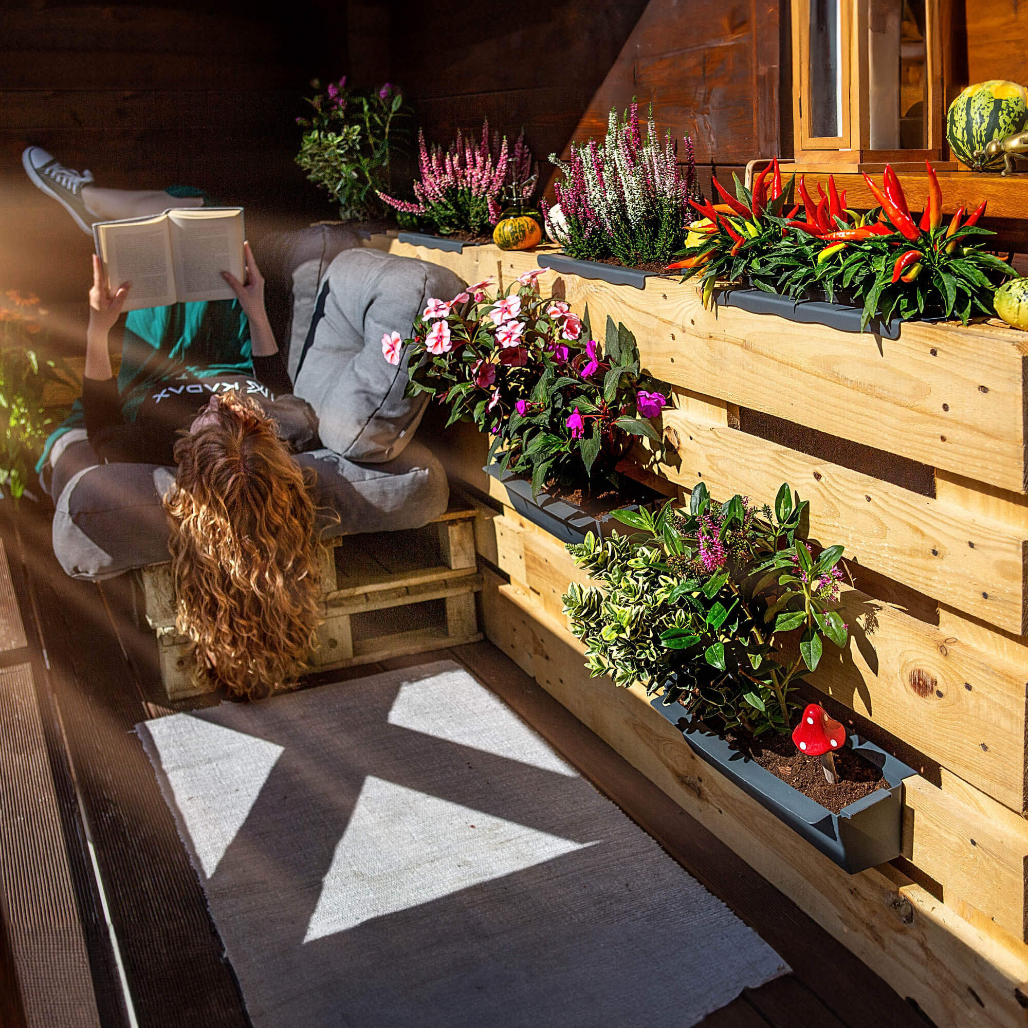 Doniczka do europalet Veere 40.5 cm antracytowa 10 szt.