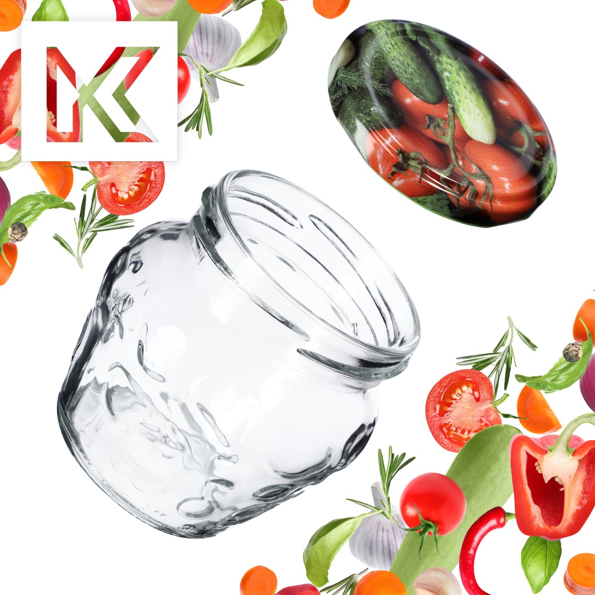 Słoiki Kemi 200ml 100szt 66mm + wieczka "Warzywa"