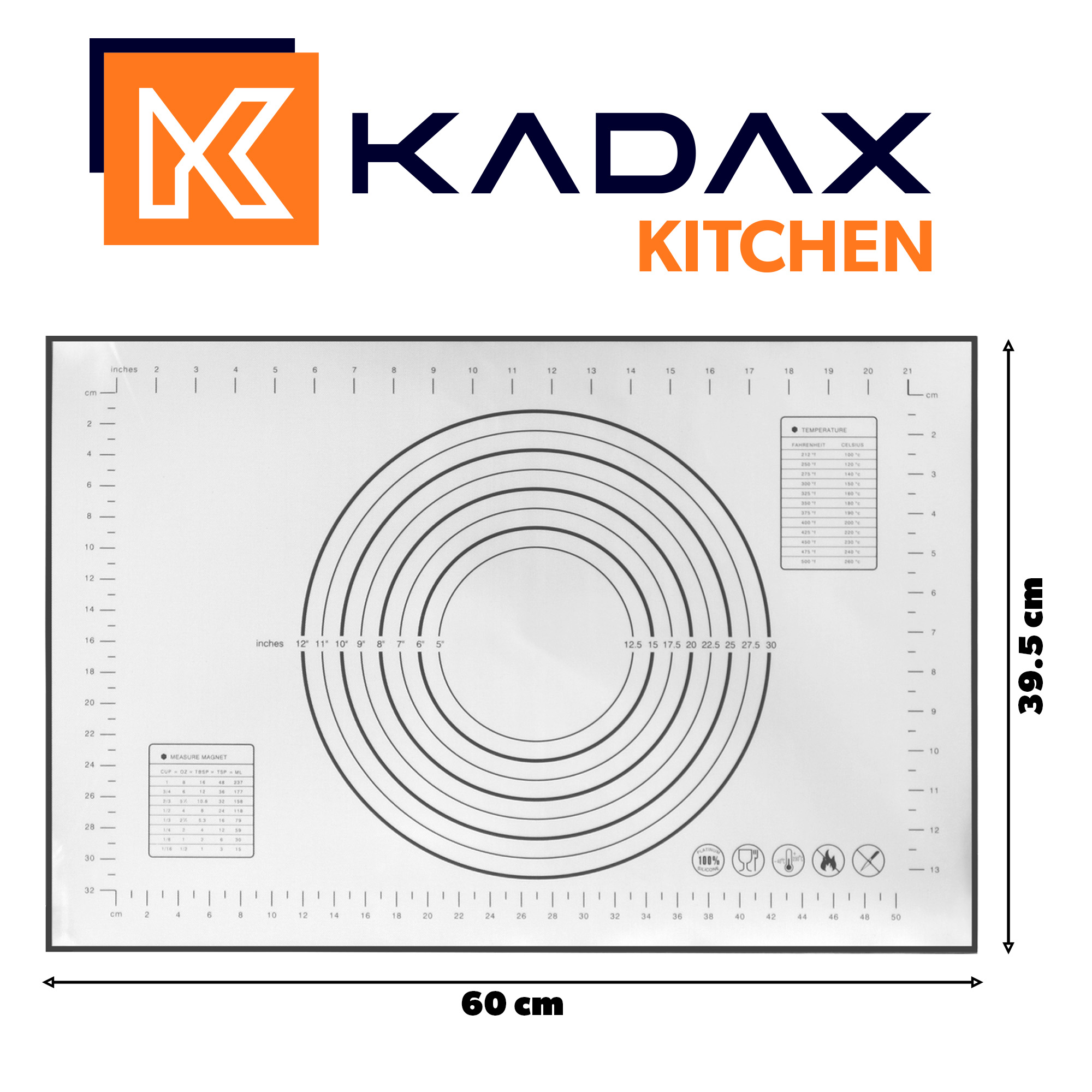Stolnica silikonowa Greti 60 x 40 cm, szara