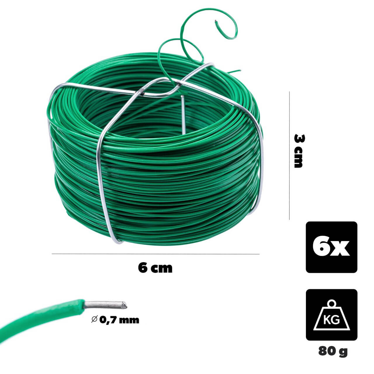 Drut ogrodniczy pokryty PVC Brion 50 m zielony 6 szt.