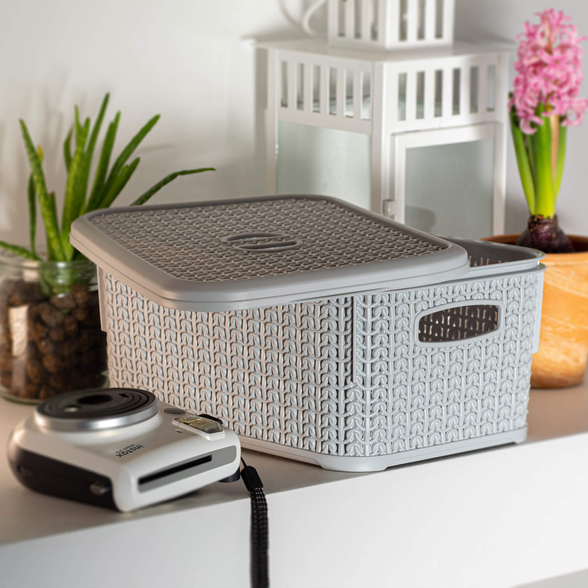 Koszyk z pokrywką 6L, szary