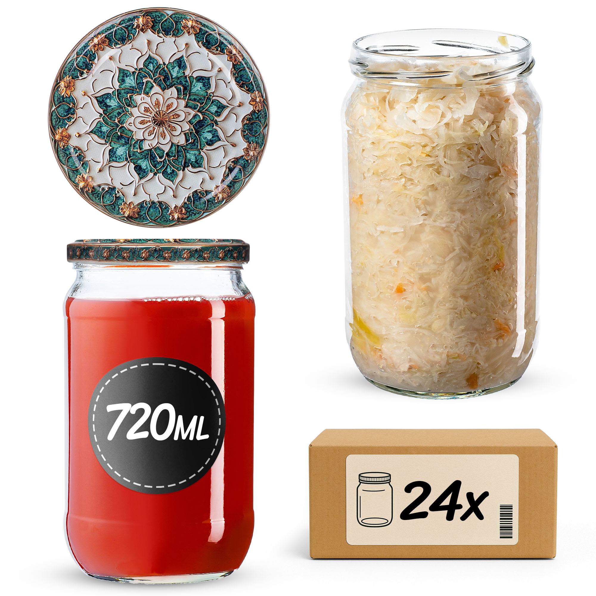 Słoiki na przetwory Niva 720ml fi82mm 24szt + wieczko Ceramics 1